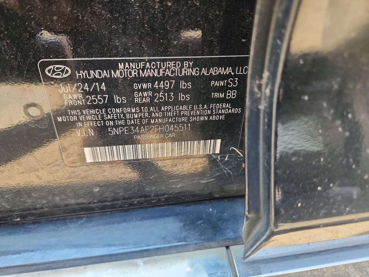 2015 Hyundai Sonata Limited Black vin: 5NPE34AF2FH045511