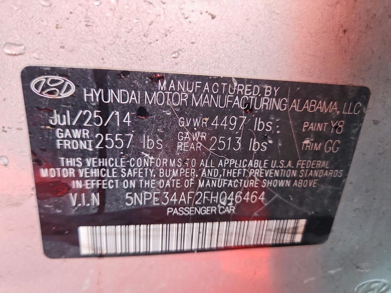 2015 Hyundai Sonata Sport Silver vin: 5NPE34AF2FH046464
