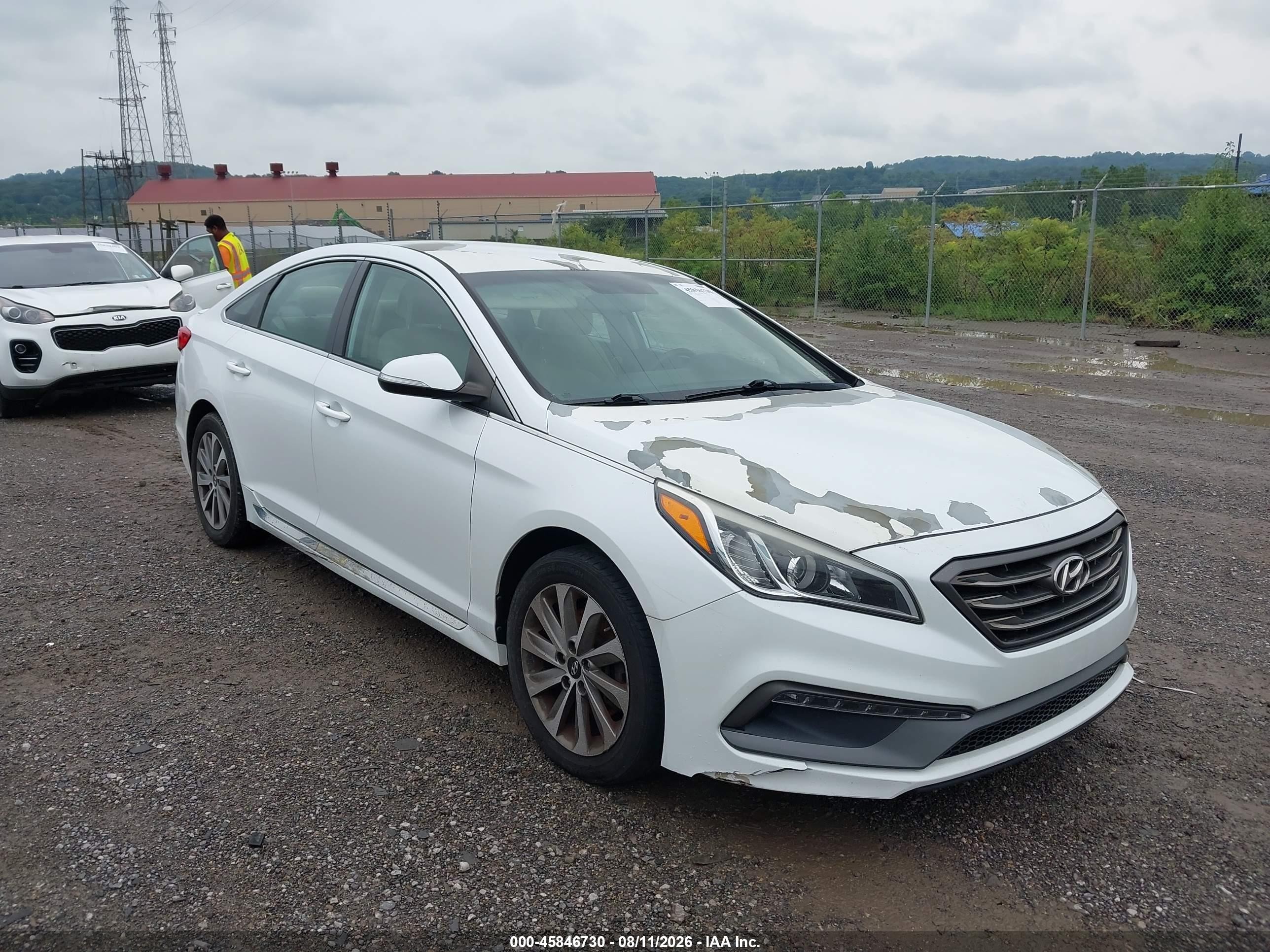2015 Hyundai Sonata Sport White vin: 5NPE34AF2FH054029
