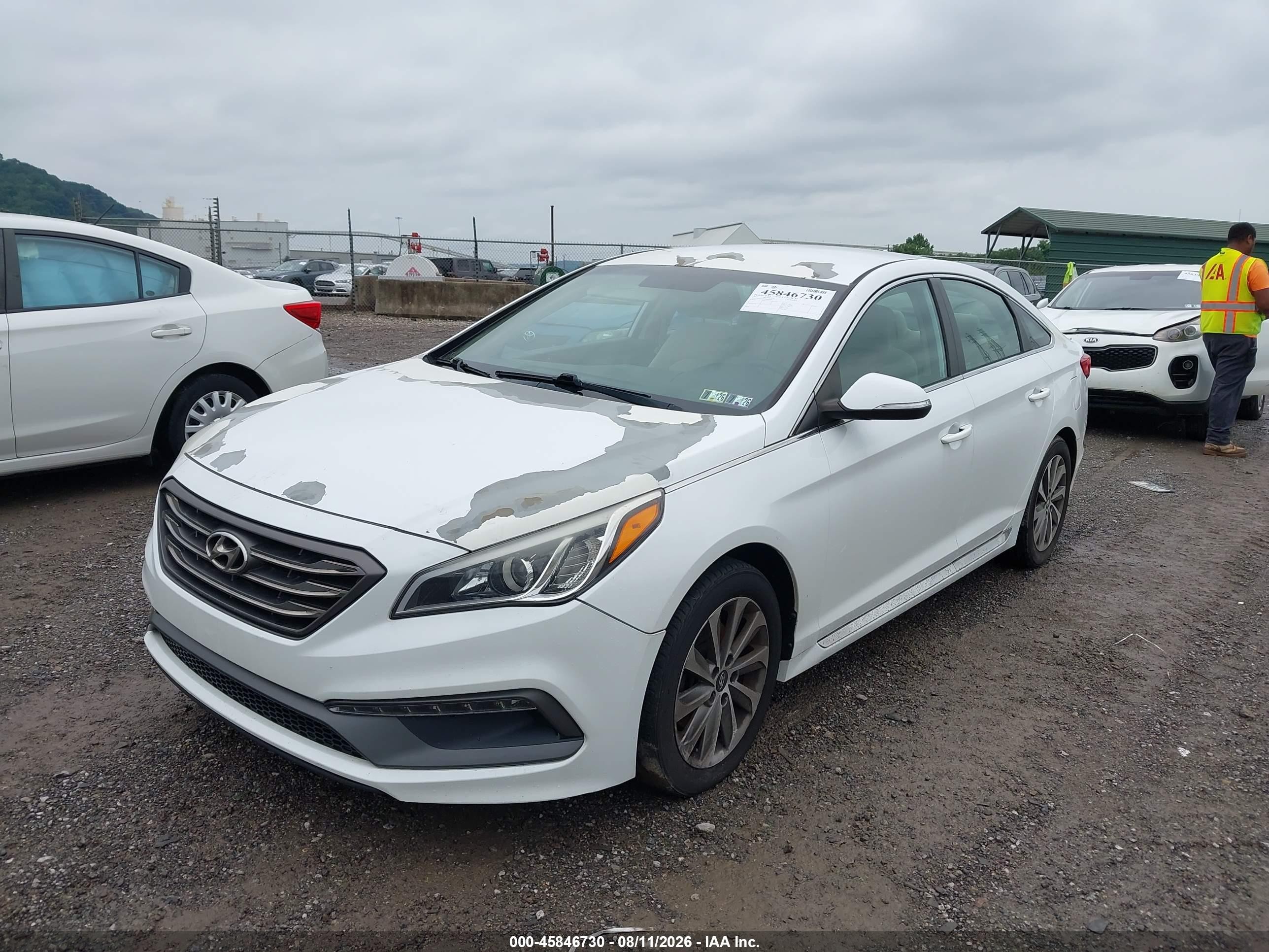 2015 Hyundai Sonata Sport White vin: 5NPE34AF2FH054029