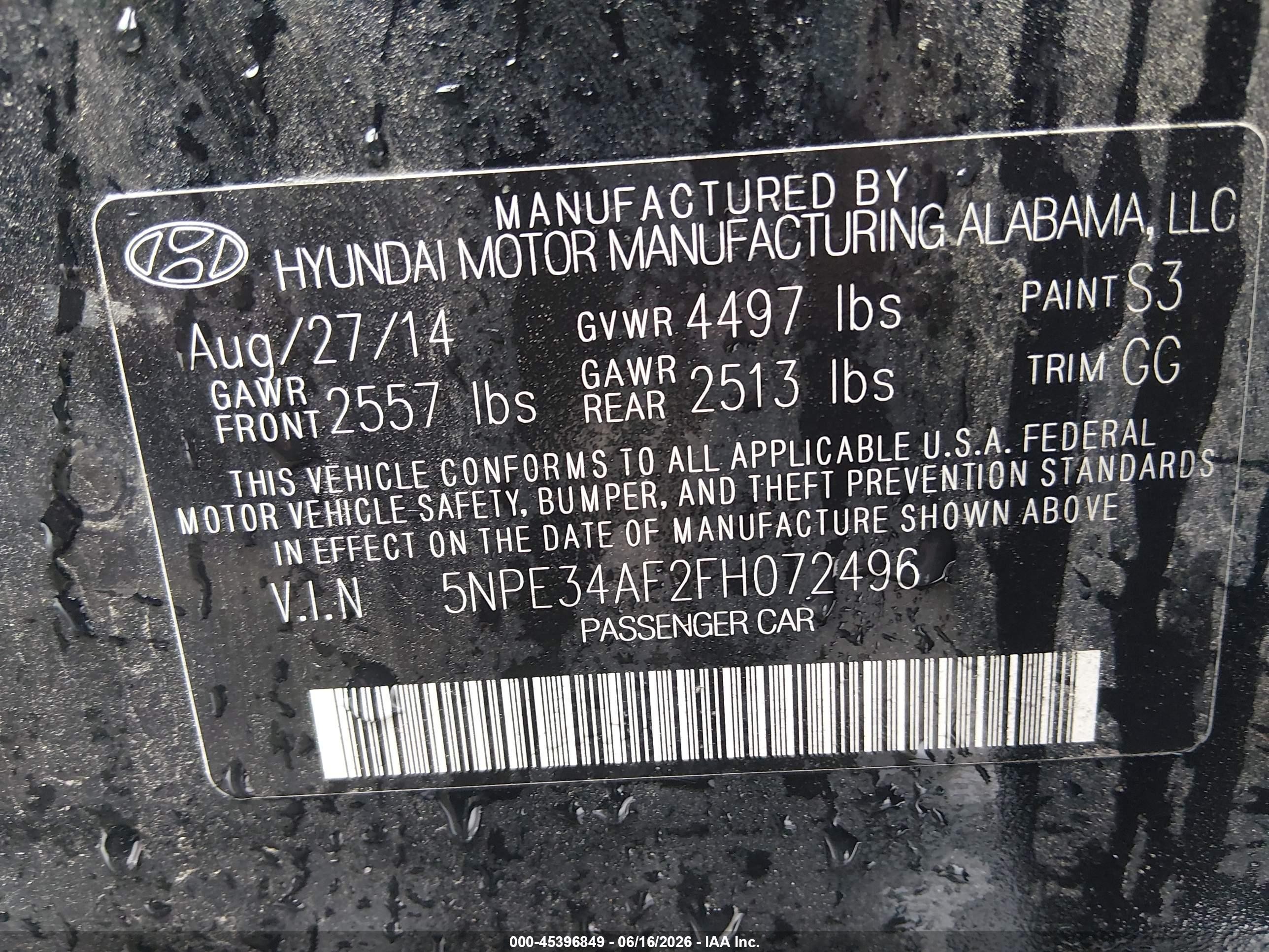 2015 Hyundai Sonata Sport Black vin: 5NPE34AF2FH072496