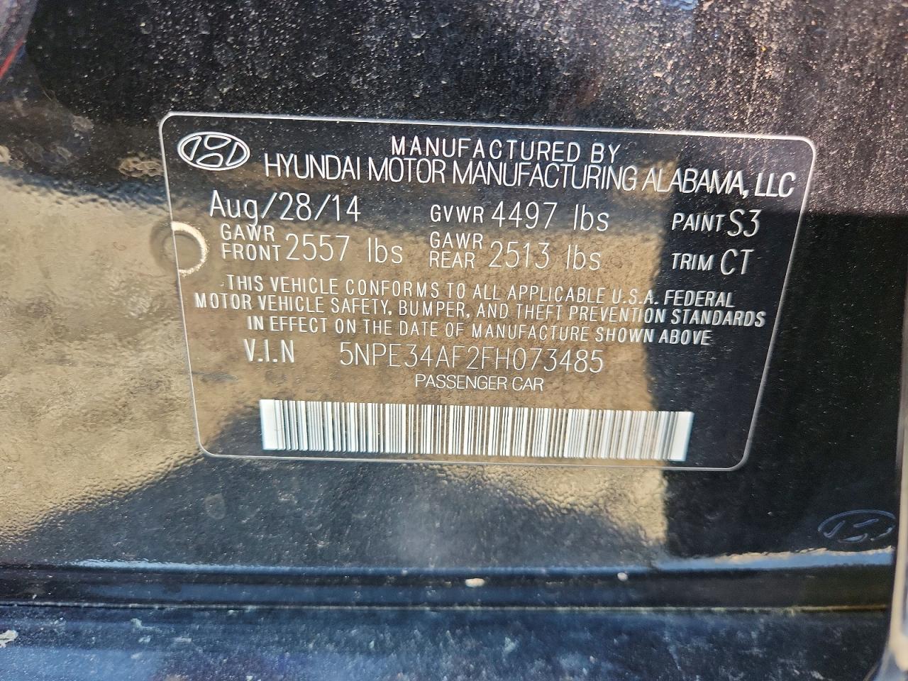 2015 Hyundai Sonata Limited Black vin: 5NPE34AF2FH073485