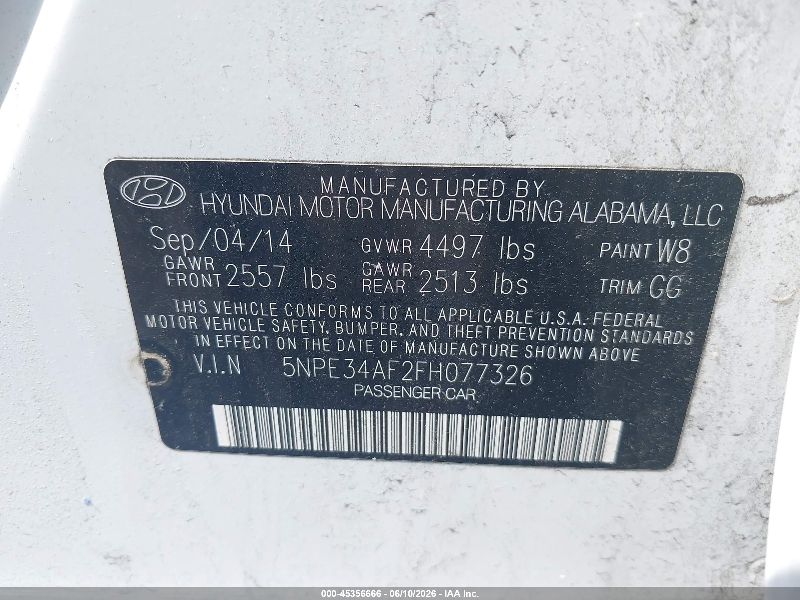 2015 Hyundai Sonata Sport White vin: 5NPE34AF2FH077326