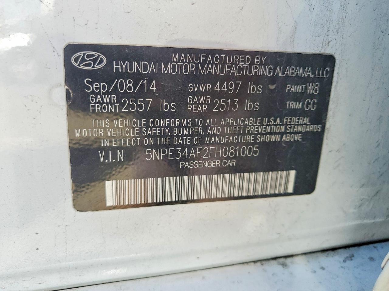 2015 Hyundai Sonata Sport White vin: 5NPE34AF2FH081005