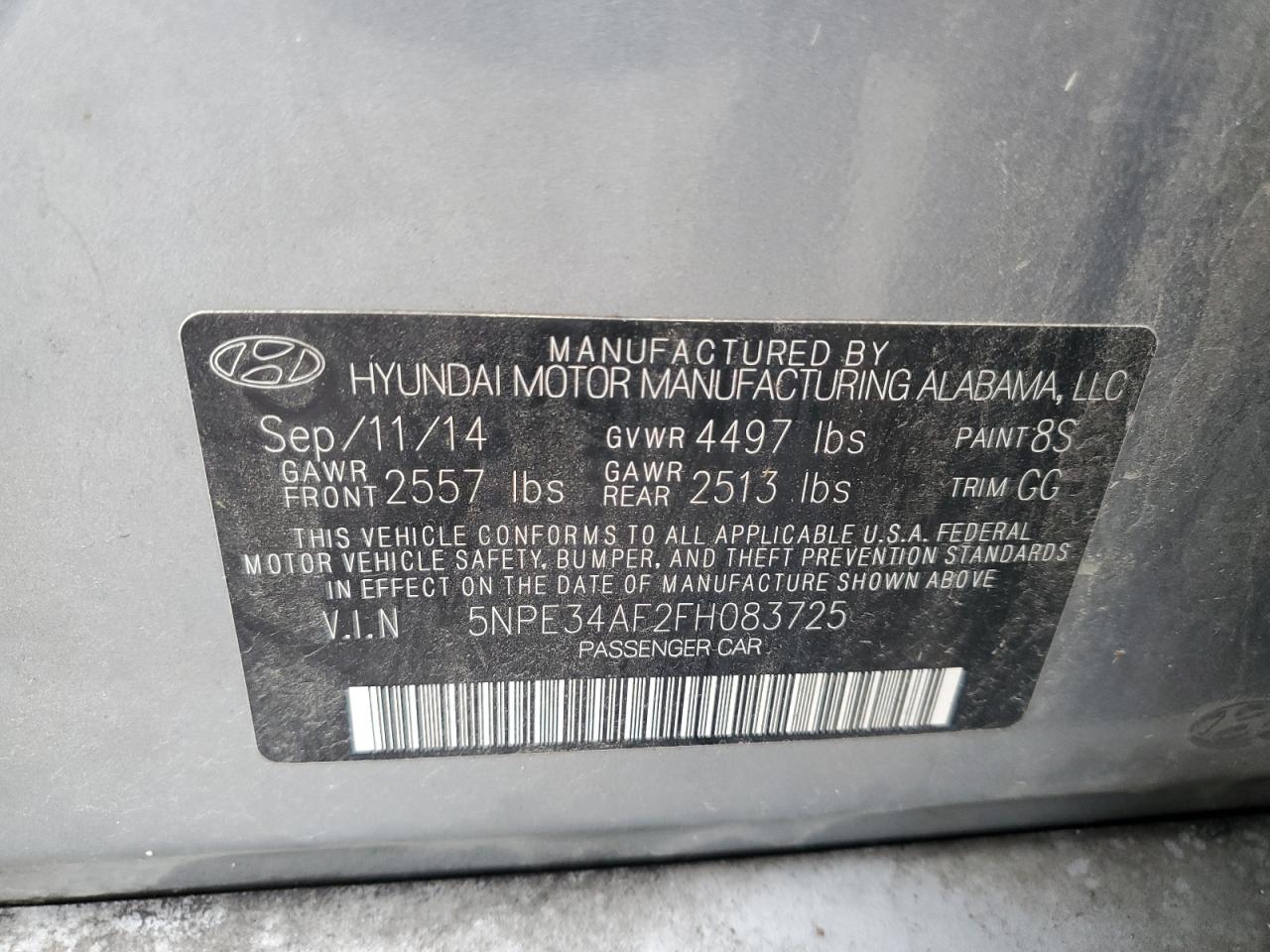 2015 Hyundai Sonata Sport Silver vin: 5NPE34AF2FH083725