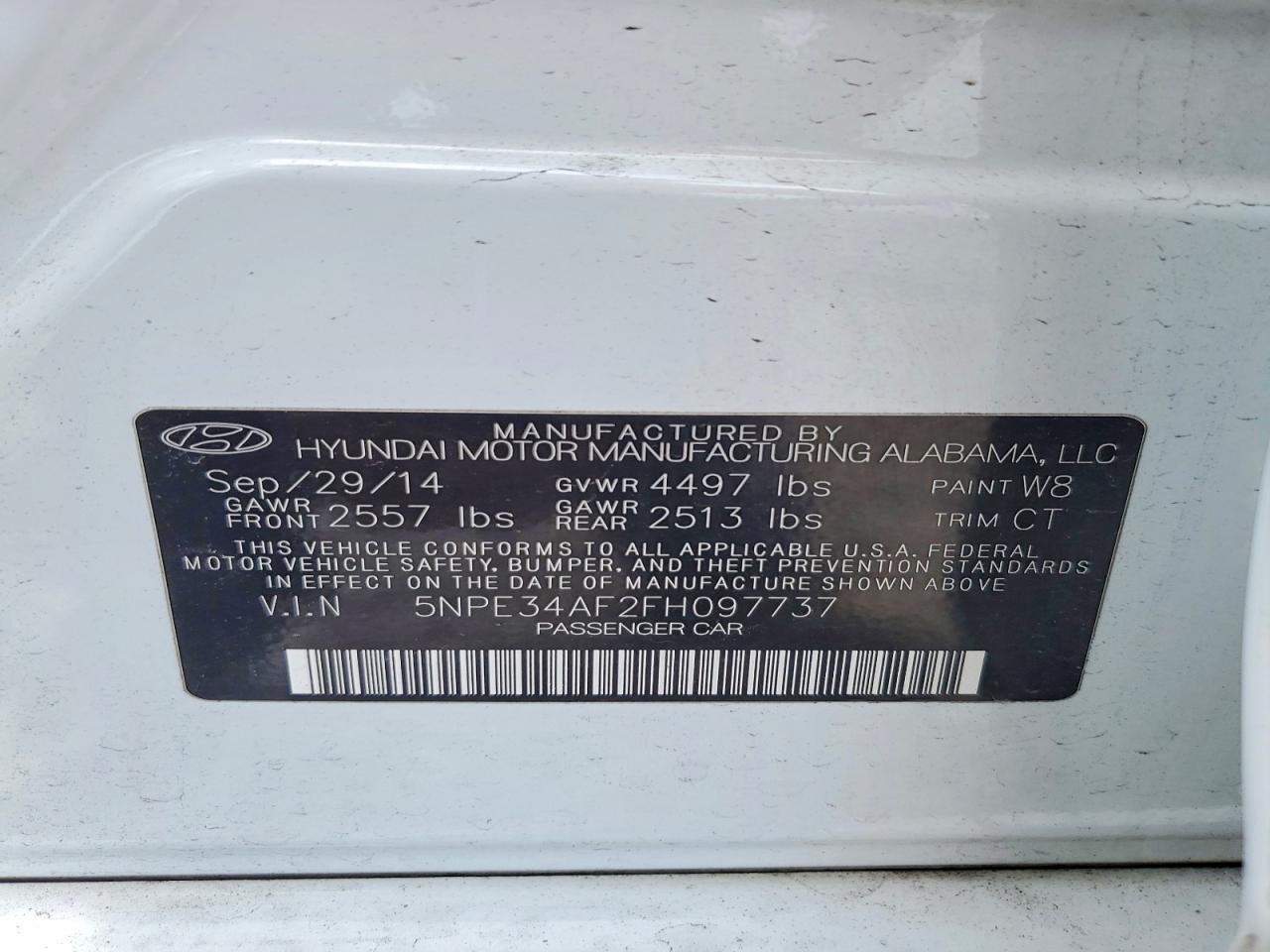 2015 Hyundai Sonata Sport Белый vin: 5NPE34AF2FH097737