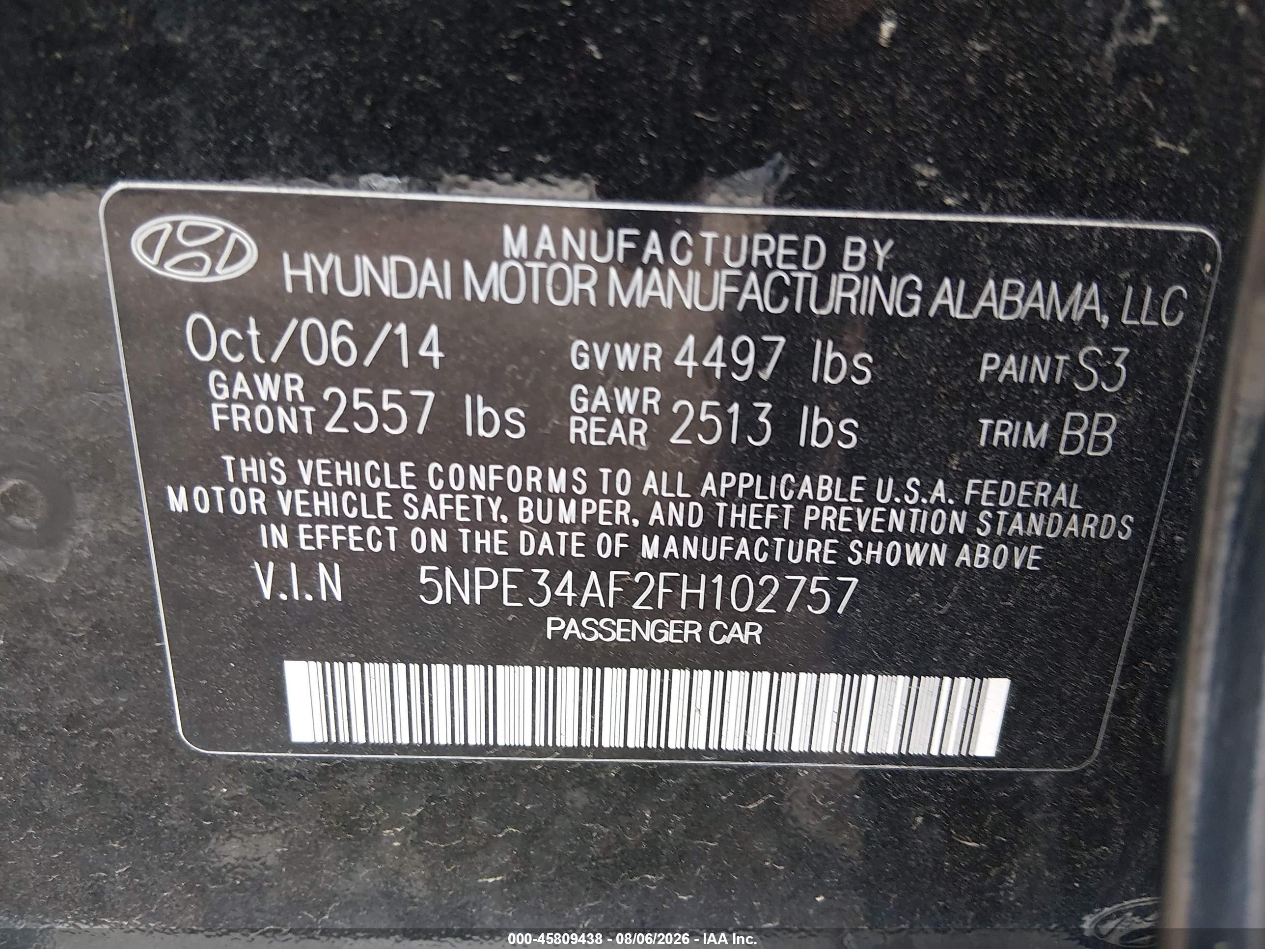2015 Hyundai Sonata Sport Black vin: 5NPE34AF2FH102757