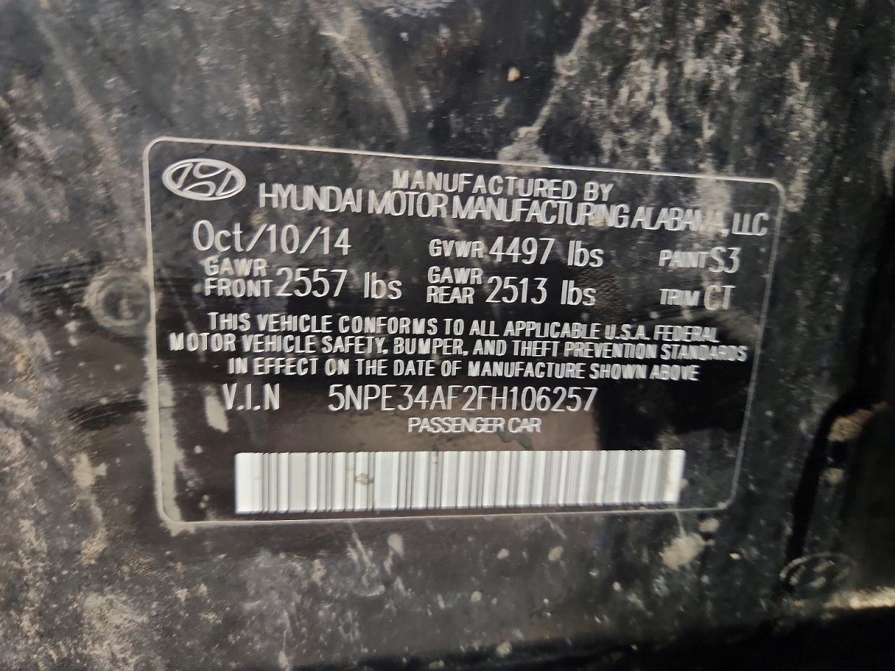 2015 Hyundai Sonata Limited Black vin: 5NPE34AF2FH106257