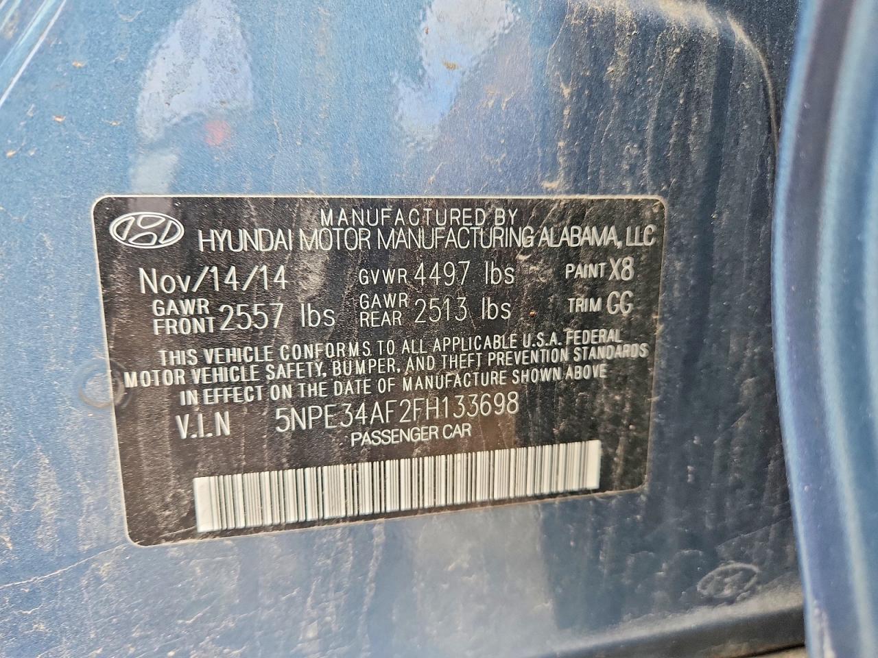 2015 Hyundai Sonata Sport Blue vin: 5NPE34AF2FH133698