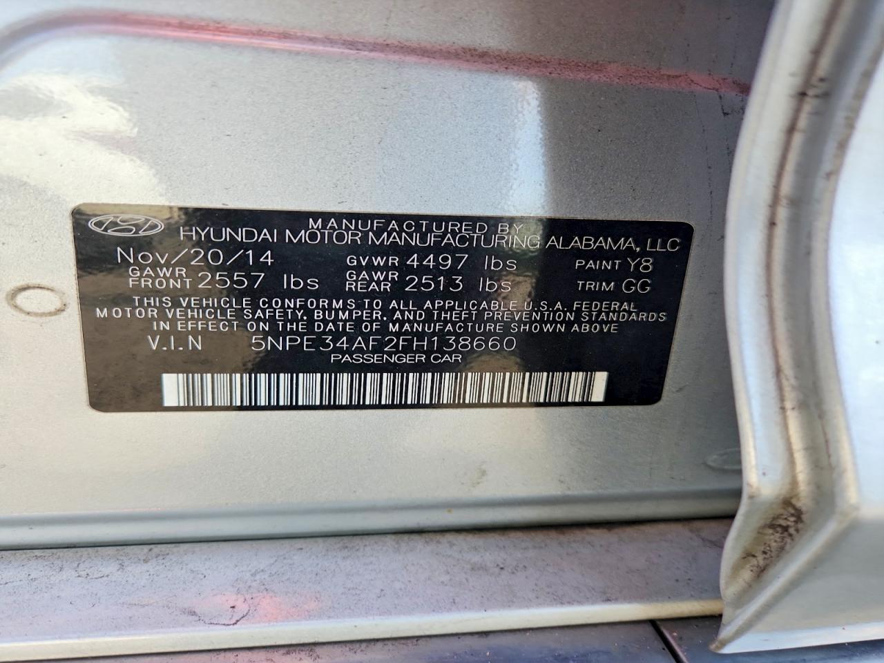 2015 Hyundai Sonata Sport Silver vin: 5NPE34AF2FH138660
