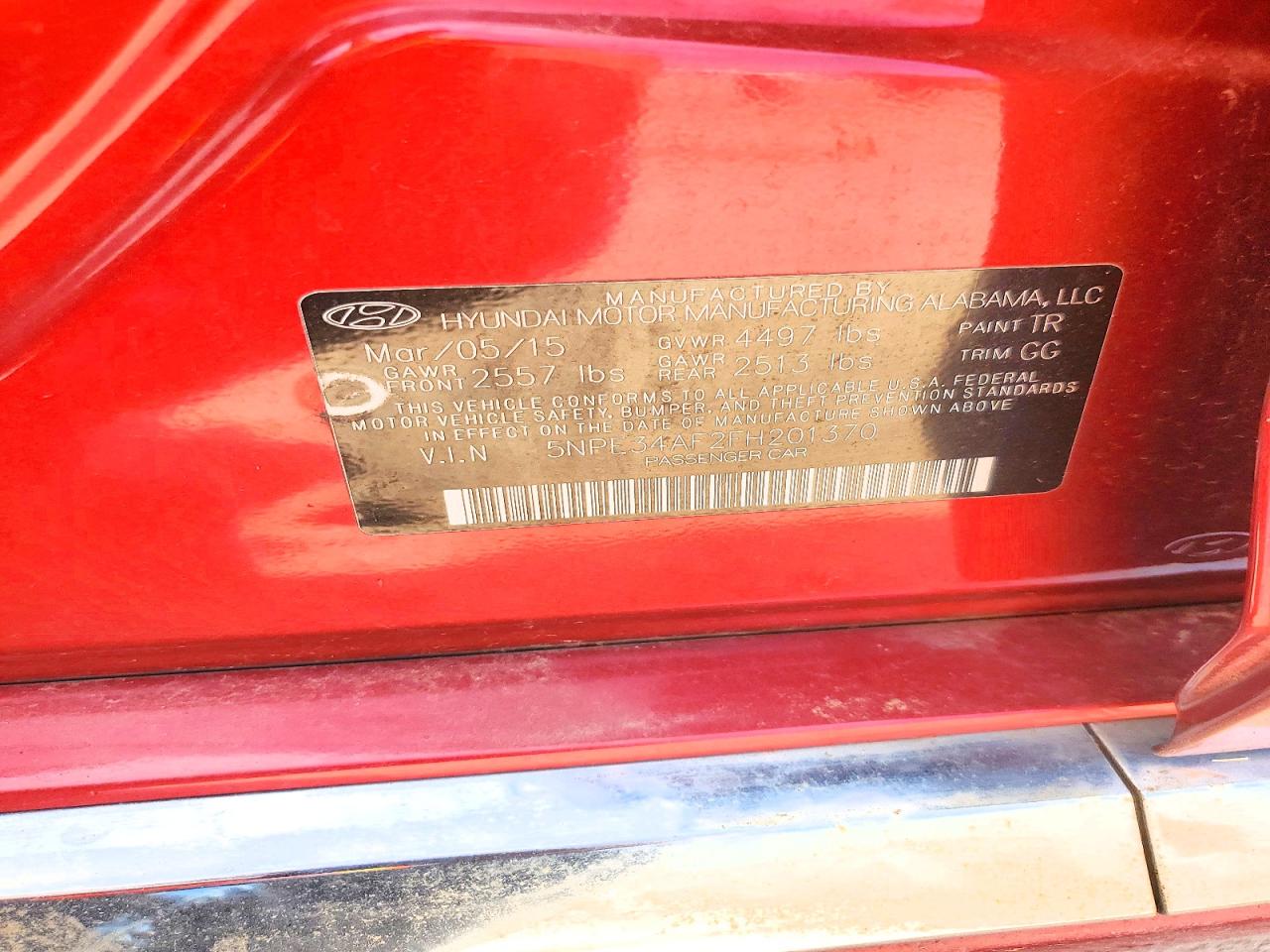 2015 Hyundai Sonata Sport Red vin: 5NPE34AF2FH201370
