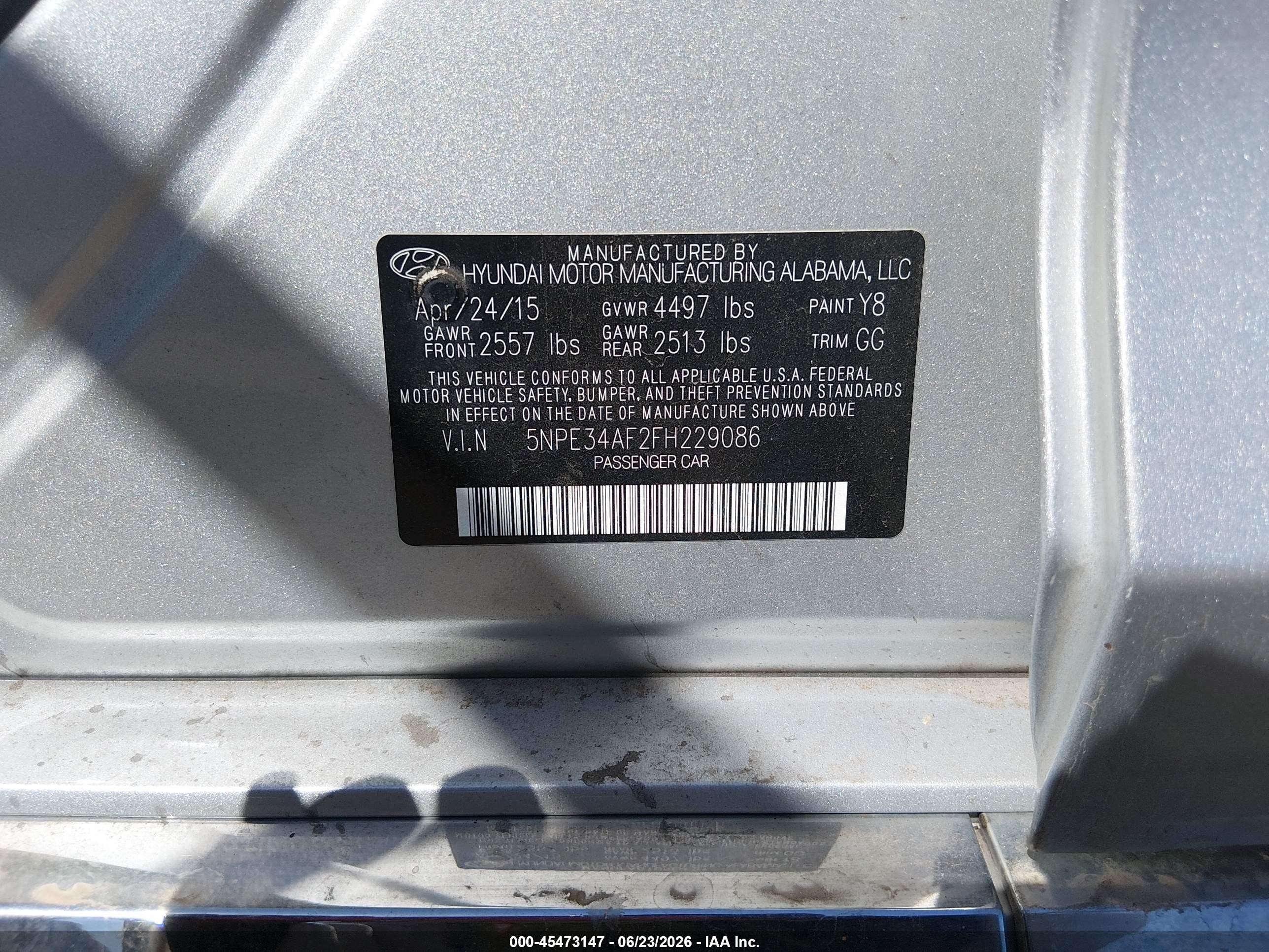 2015 Hyundai Sonata Sport Silver vin: 5NPE34AF2FH229086
