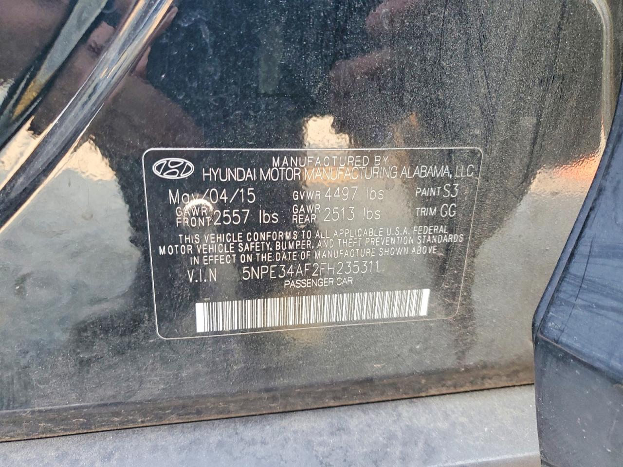 2015 Hyundai Sonata Sport Black vin: 5NPE34AF2FH235311