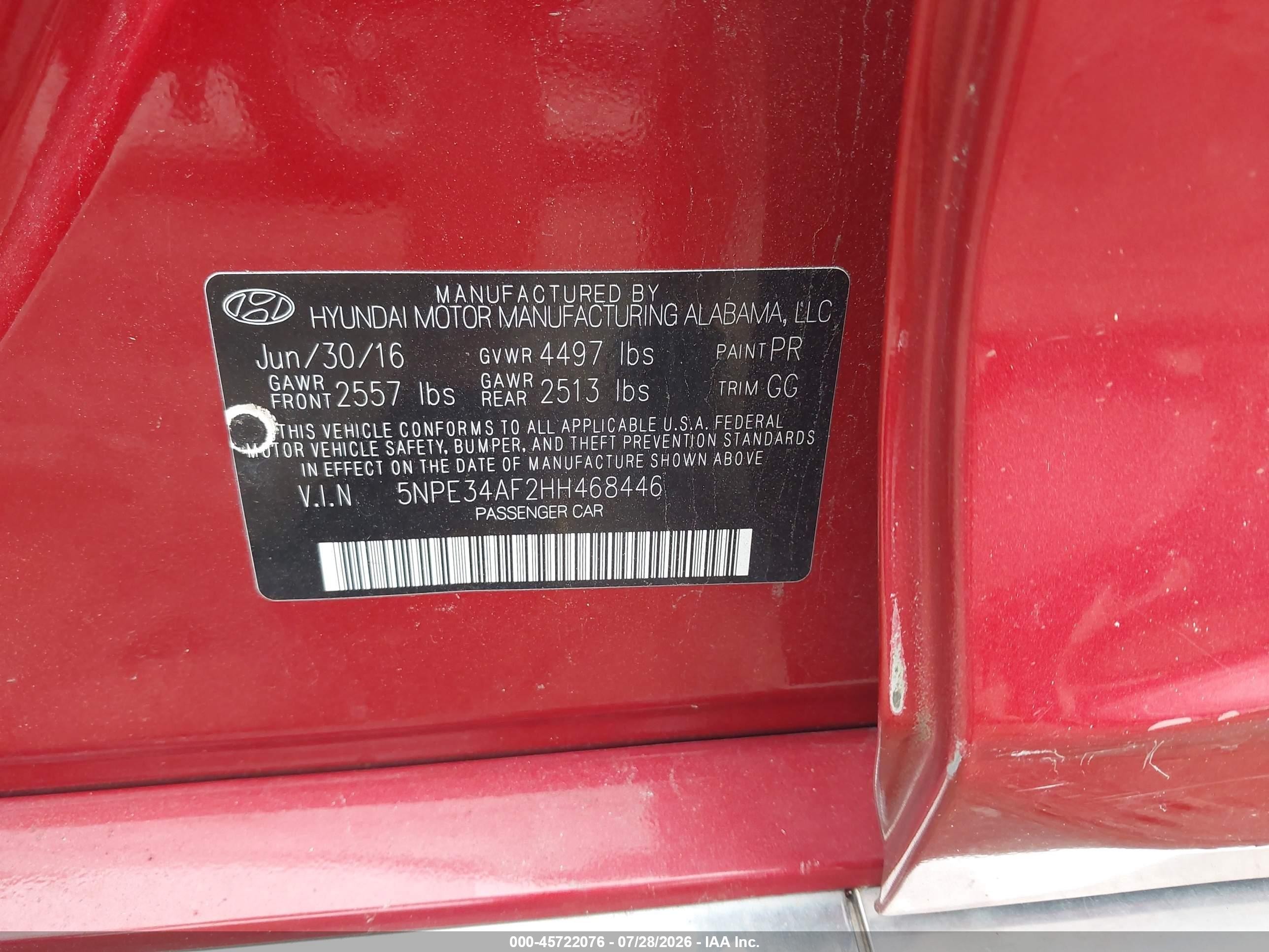 2017 Hyundai Sonata Sport Red vin: 5NPE34AF2HH468446