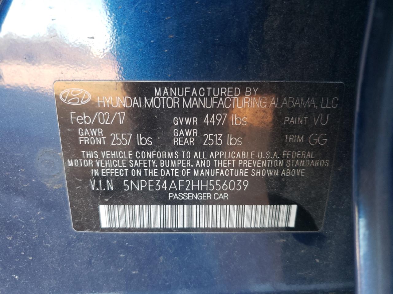 2017 Hyundai Sonata Sport Blue vin: 5NPE34AF2HH556039