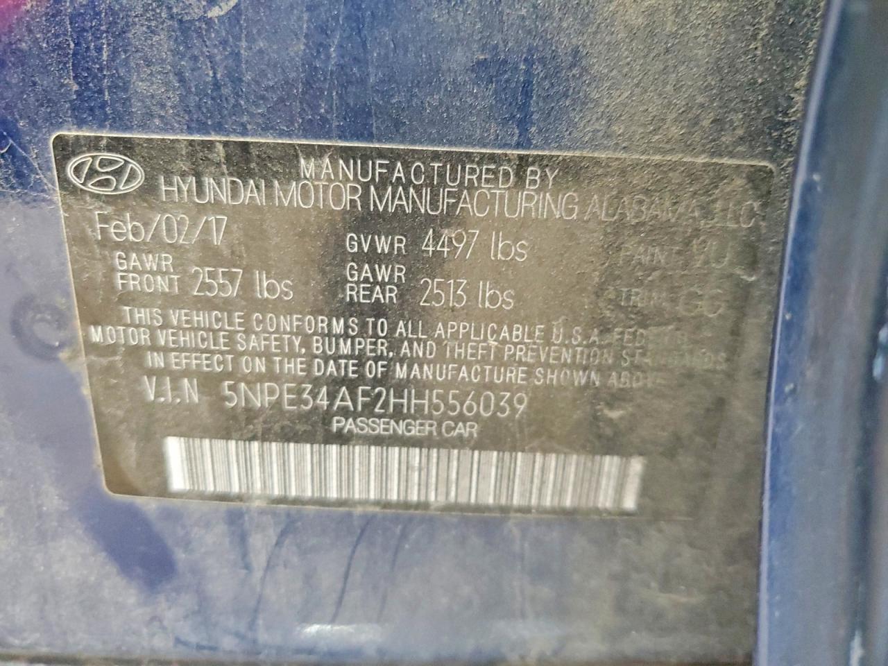 2017 Hyundai Sonata Sport Blue vin: 5NPE34AF2HH556039