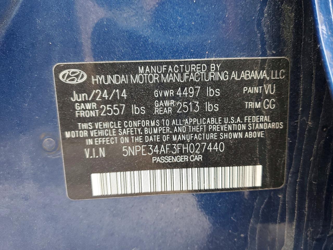 2015 Hyundai Sonata Limited Blue vin: 5NPE34AF3FH027440