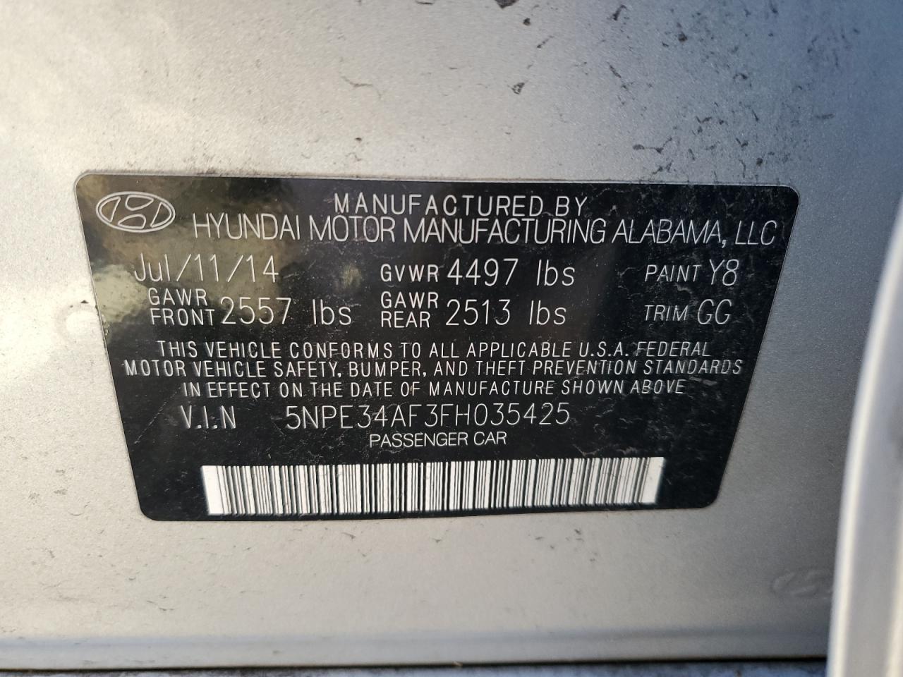 2015 Hyundai Sonata Sport Silver vin: 5NPE34AF3FH035425