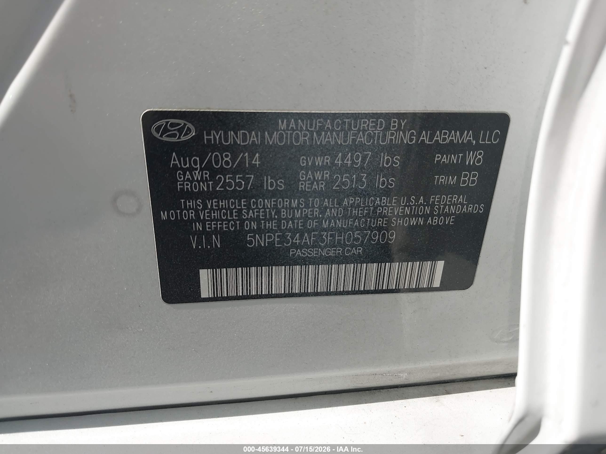 2015 Hyundai Sonata Sport White vin: 5NPE34AF3FH057909