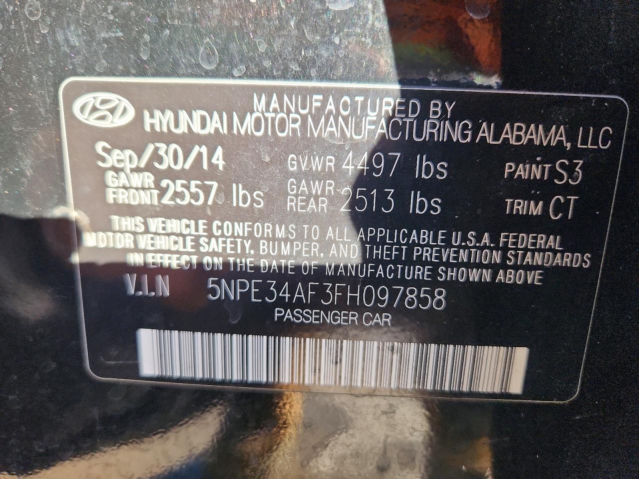 2015 Hyundai Sonata Sport Black vin: 5NPE34AF3FH097858