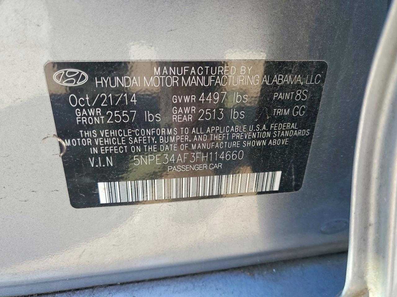 2015 Hyundai Sonata Sport Серебряный vin: 5NPE34AF3FH114660