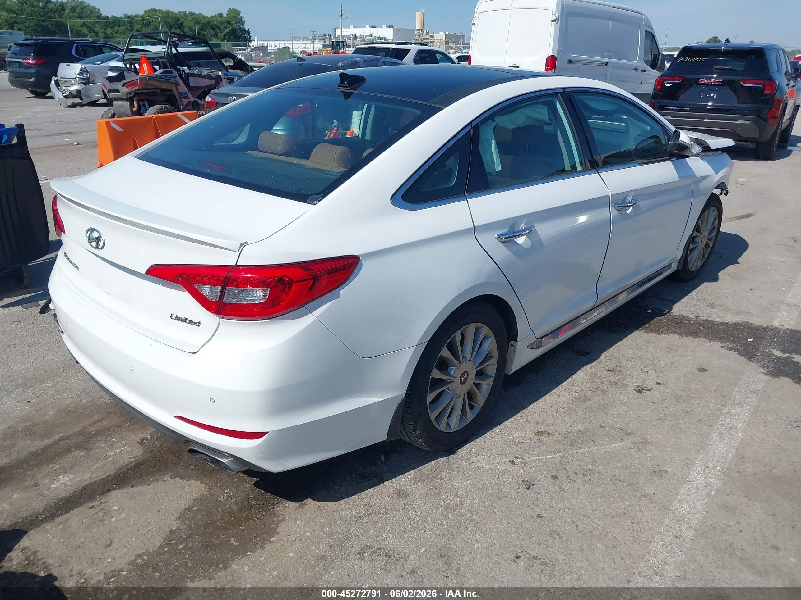 2015 Hyundai Sonata Limited White vin: 5NPE34AF3FH153555