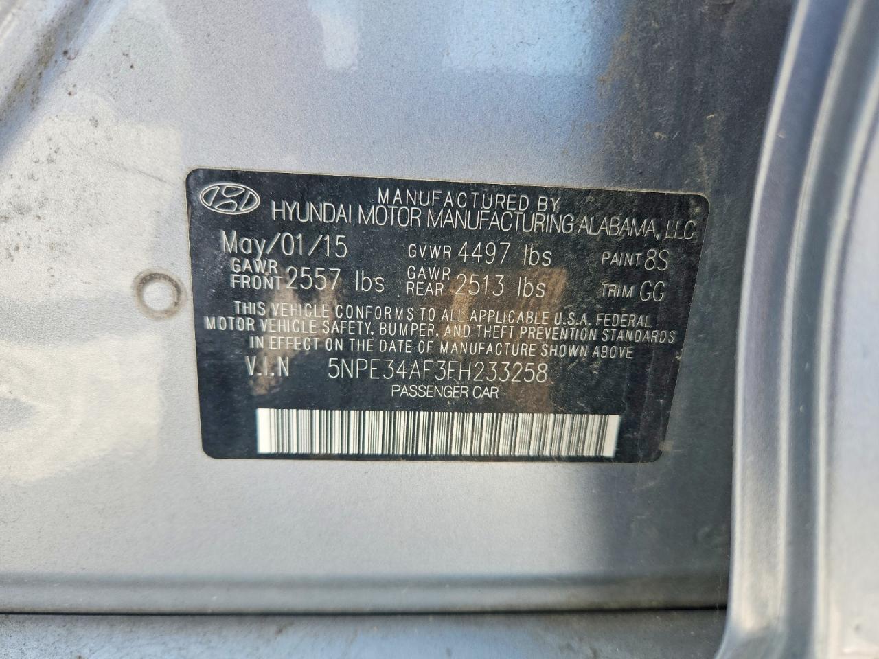 2015 Hyundai Sonata Sport Silver vin: 5NPE34AF3FH233258
