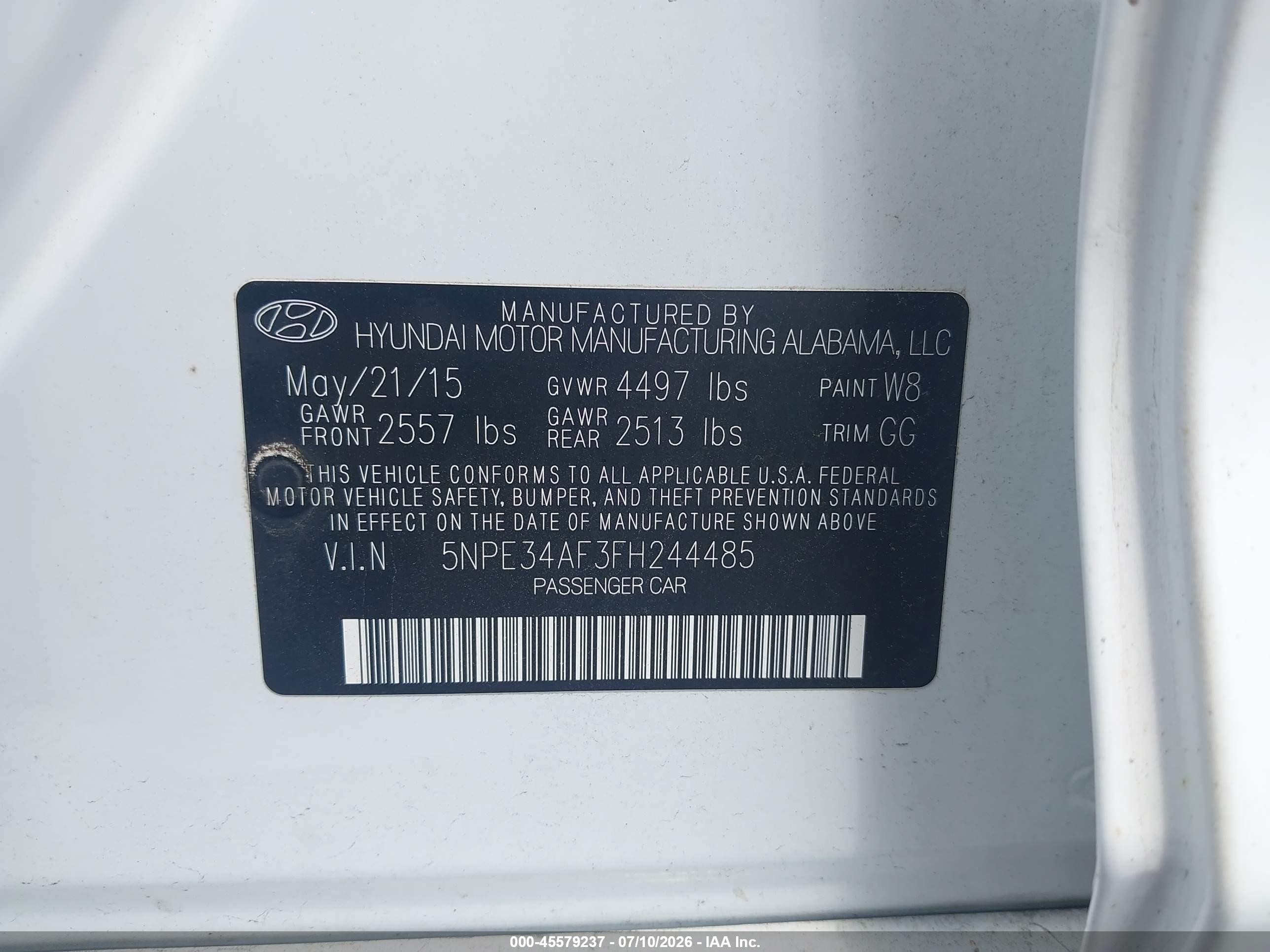 2015 Hyundai Sonata Sport White vin: 5NPE34AF3FH244485