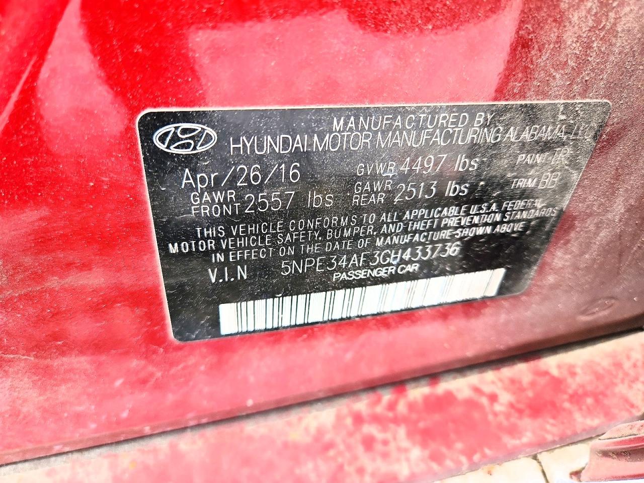 2016 Hyundai Sonata Limited Красный vin: 5NPE34AF3GH433736
