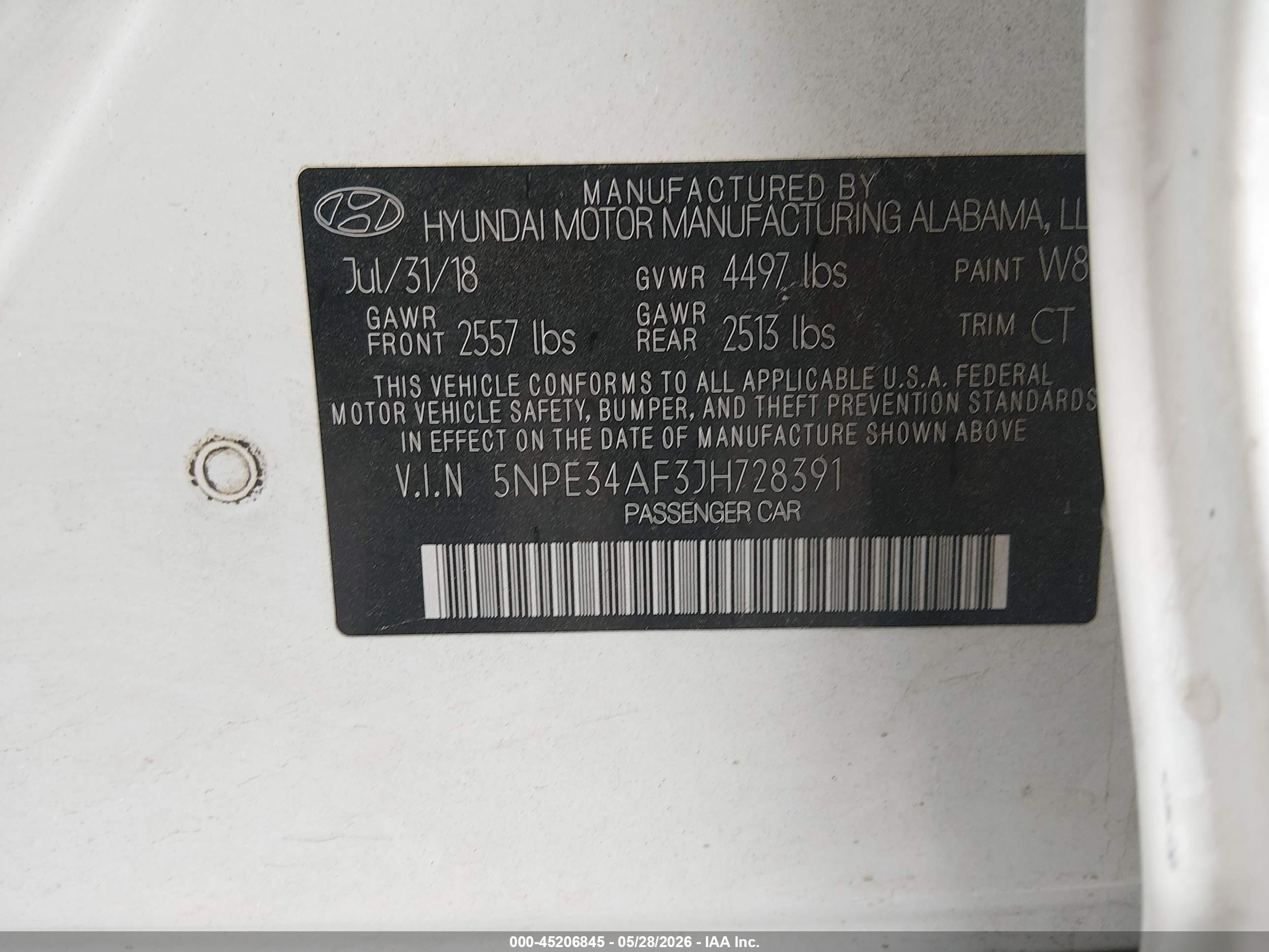 2018 Hyundai Sonata Sport+ White vin: 5NPE34AF3JH728391