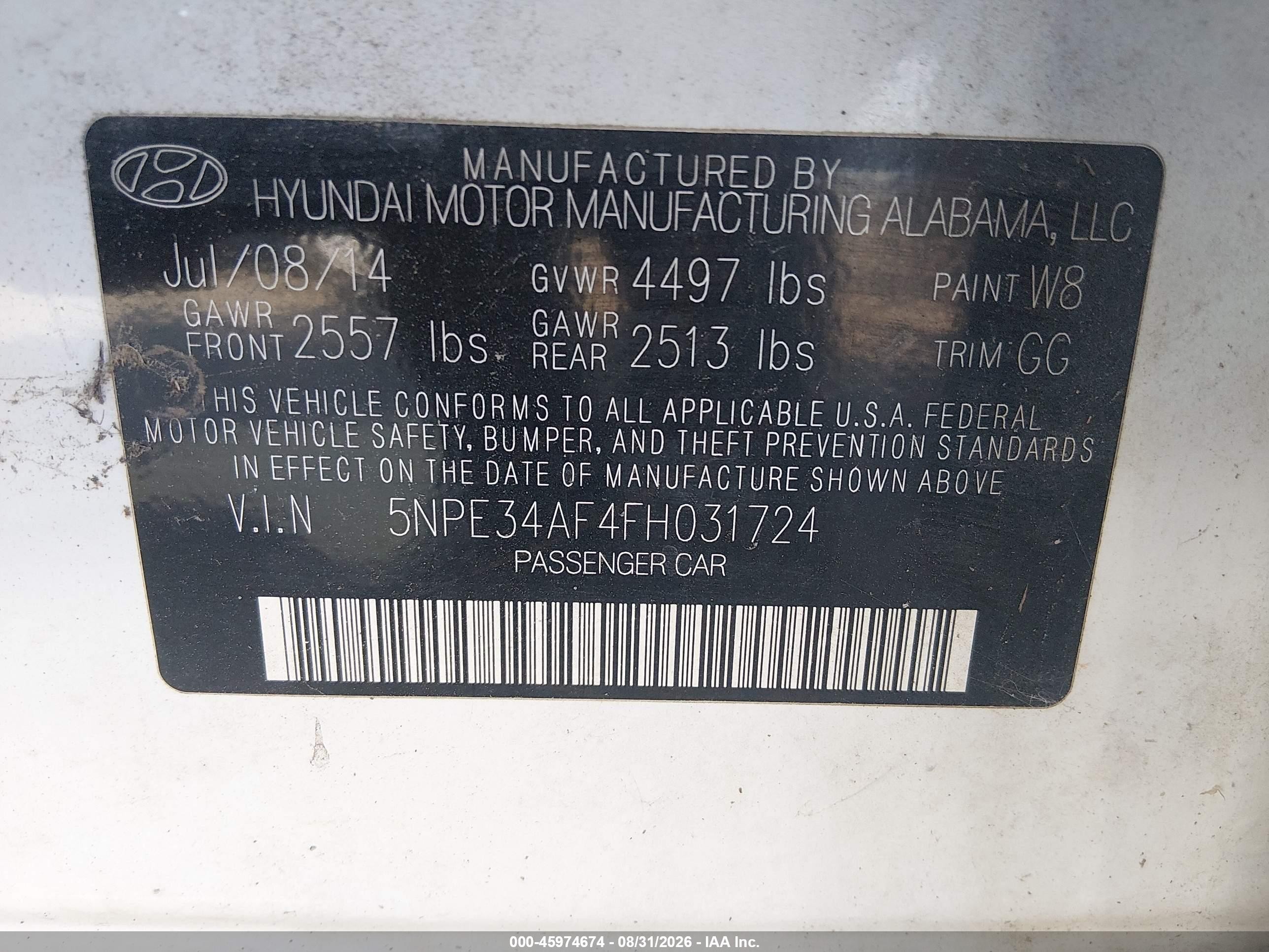 2015 Hyundai Sonata Sport White vin: 5NPE34AF4FH031724
