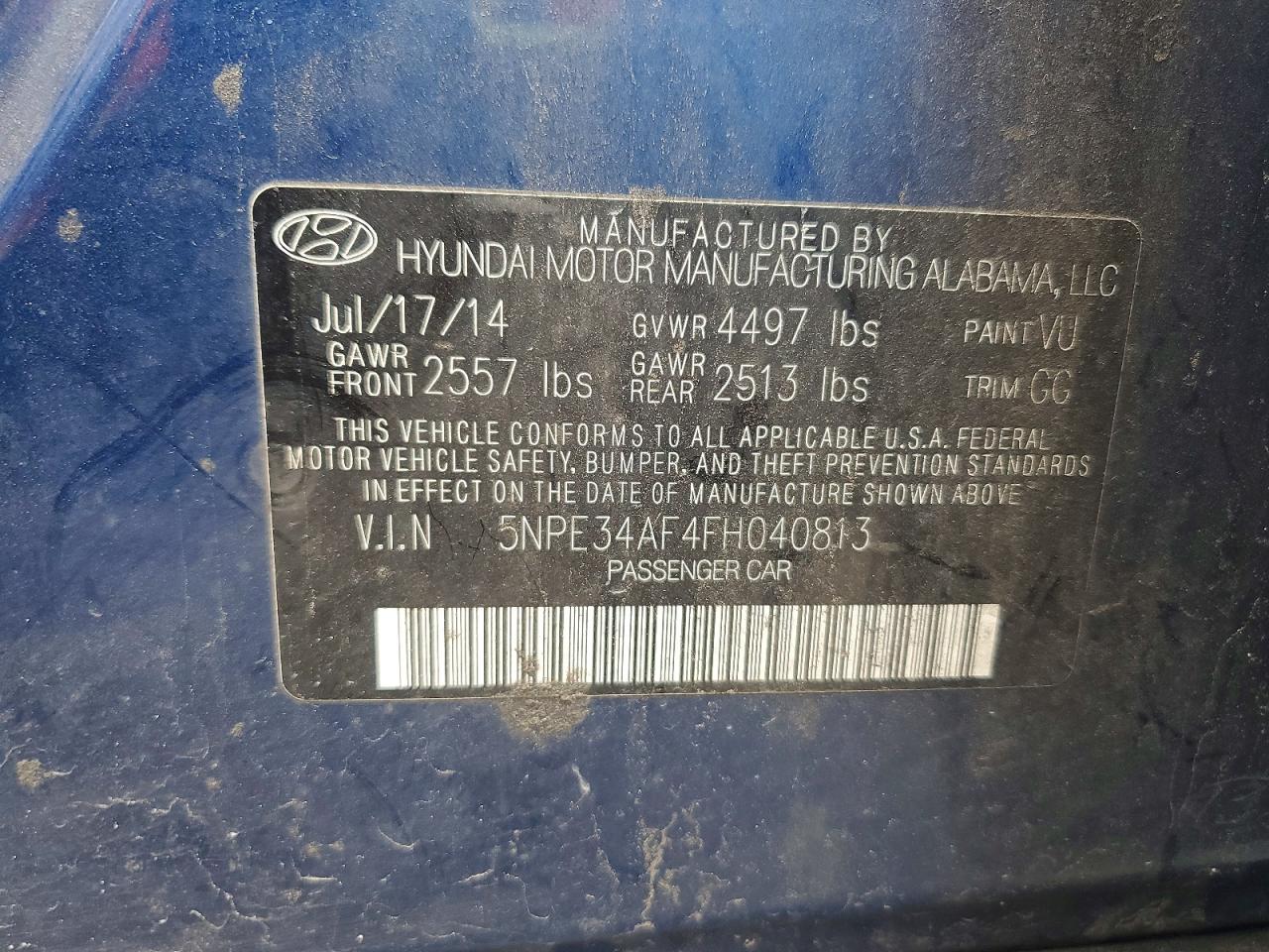 2015 Hyundai Sonata Limited Blue vin: 5NPE34AF4FH040813