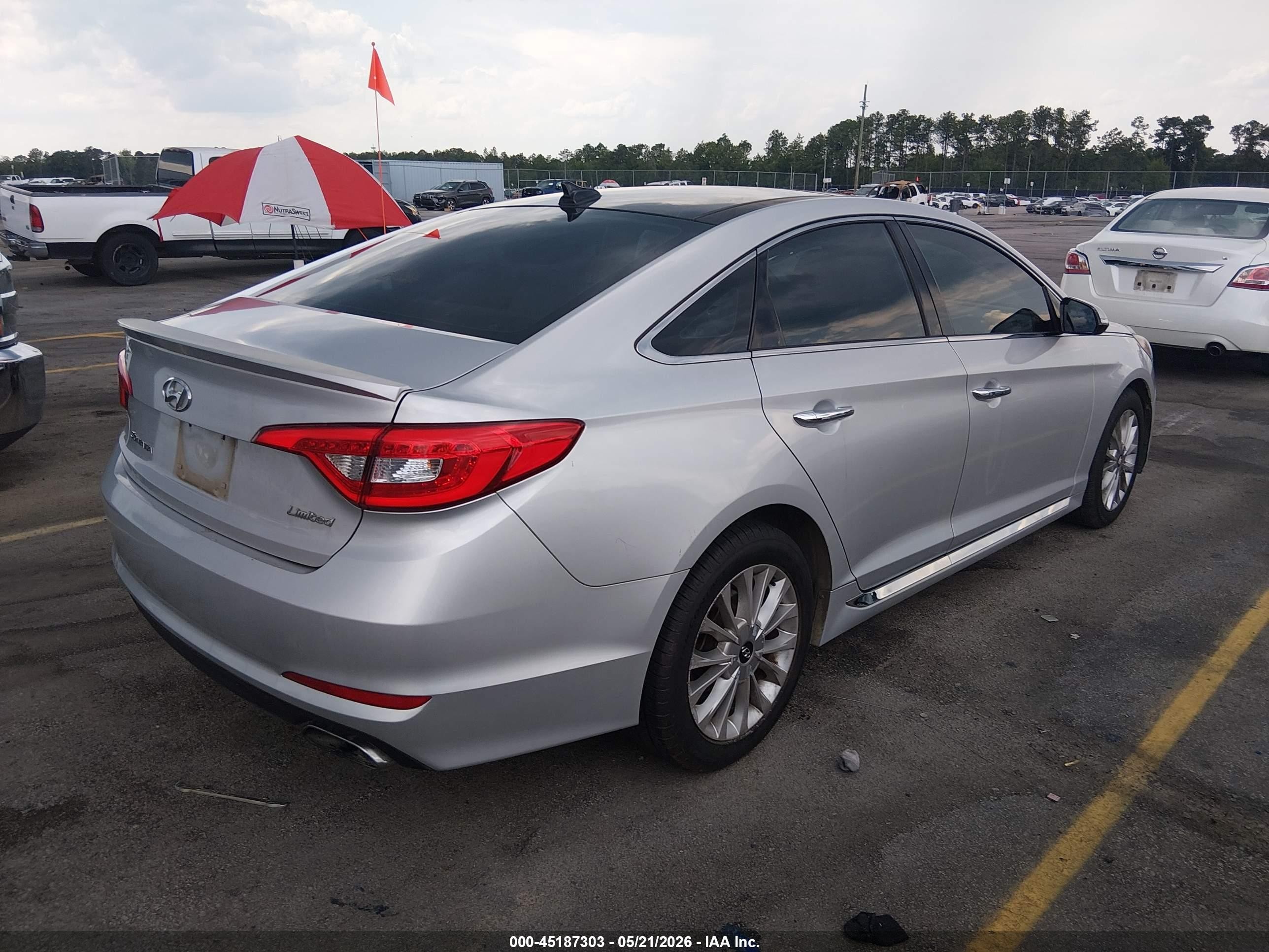 2015 Hyundai Sonata Limited Gray vin: 5NPE34AF4FH048409
