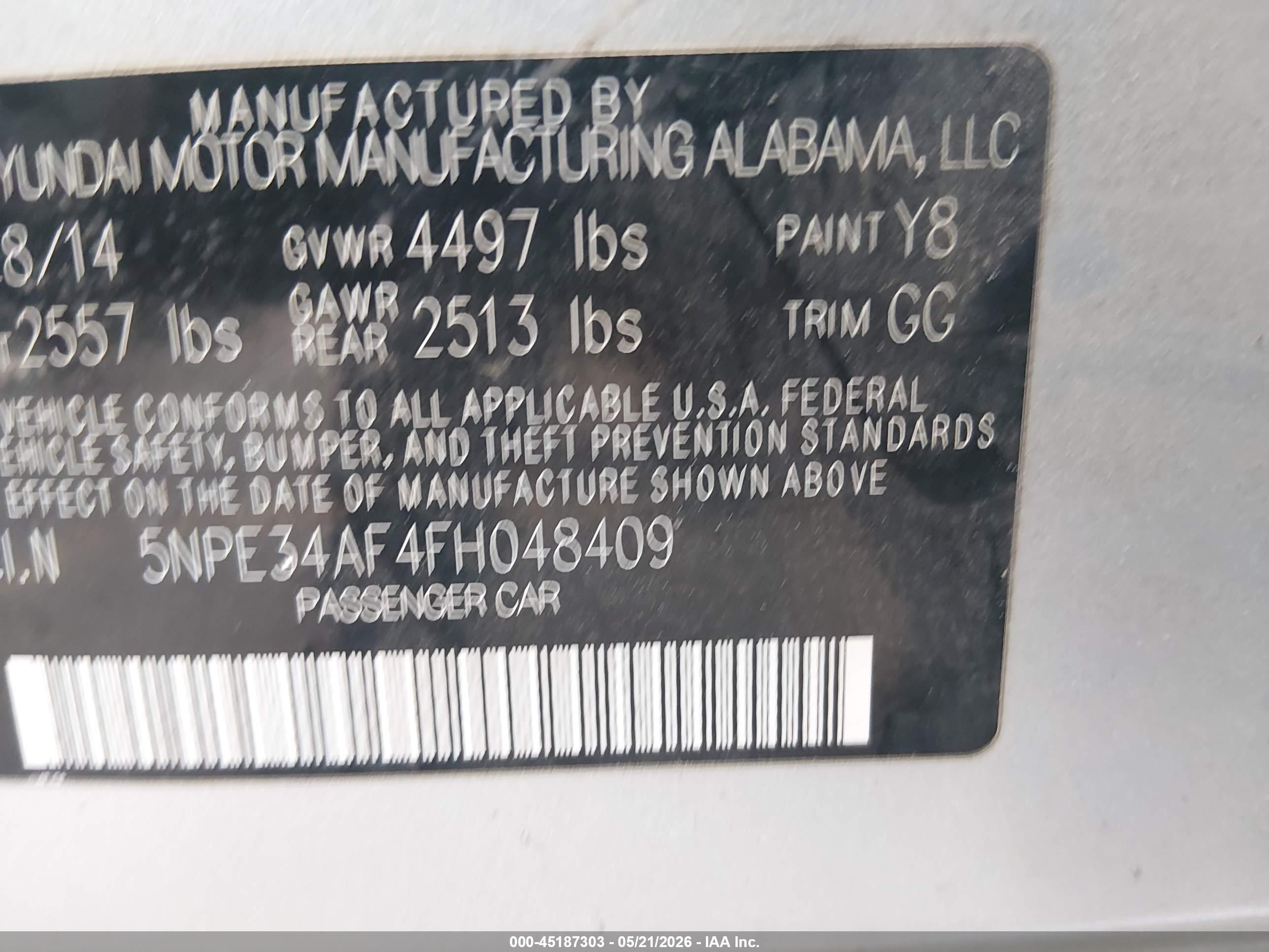 2015 Hyundai Sonata Limited Gray vin: 5NPE34AF4FH048409