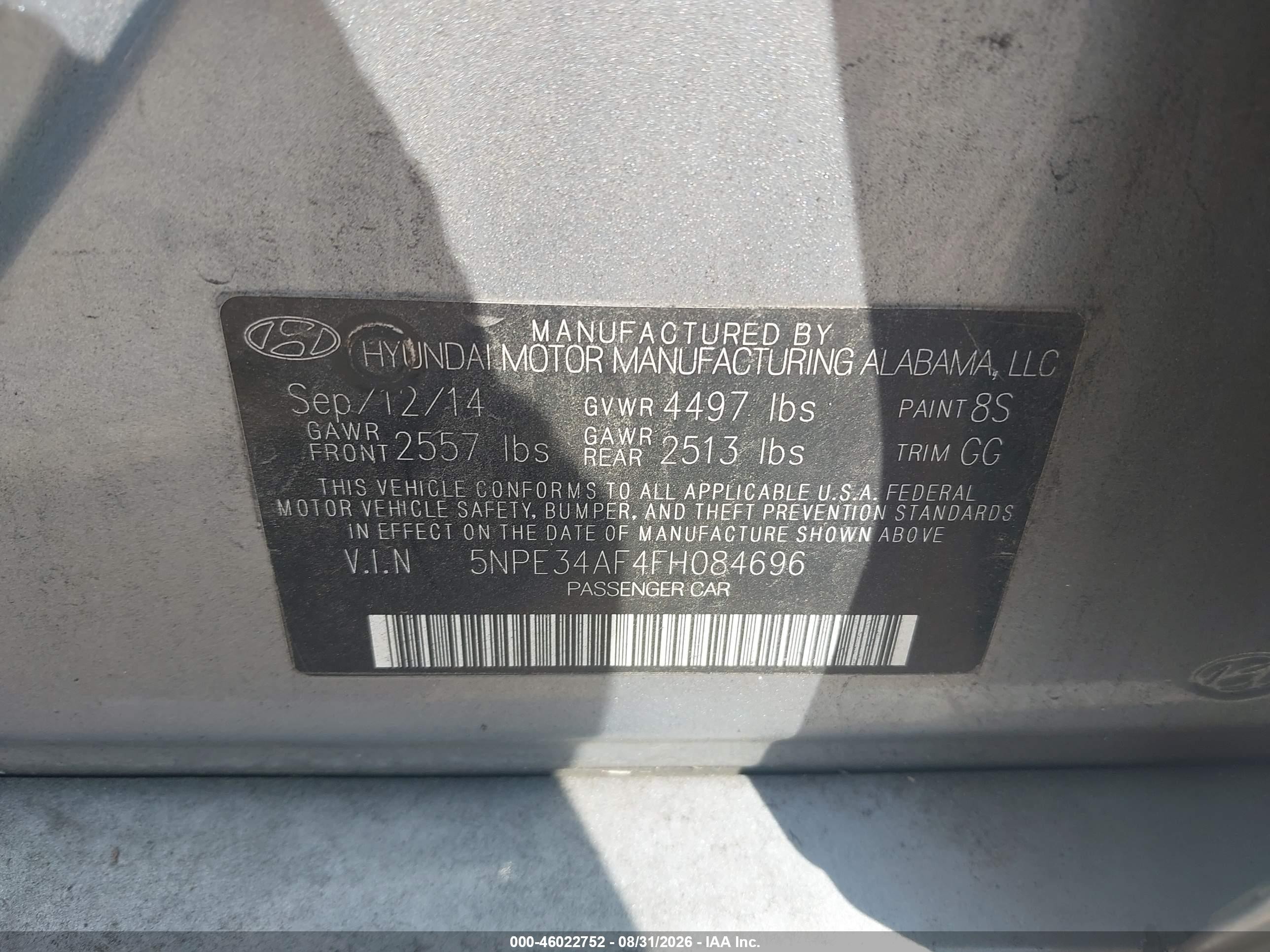 2015 Hyundai Sonata Limited Gray vin: 5NPE34AF4FH084696
