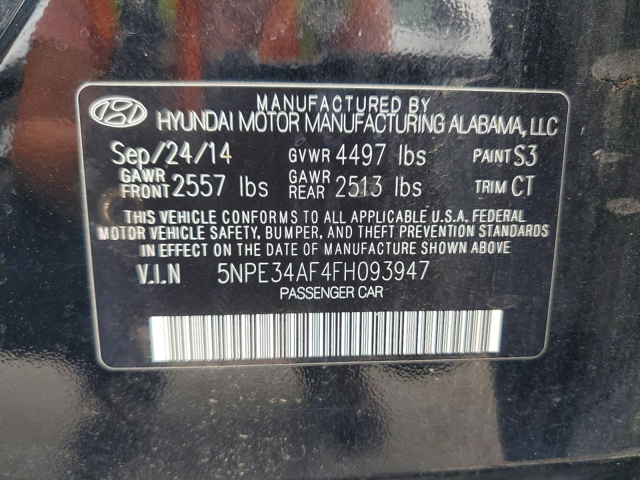 2015 Hyundai Sonata Limited Black vin: 5NPE34AF4FH093947