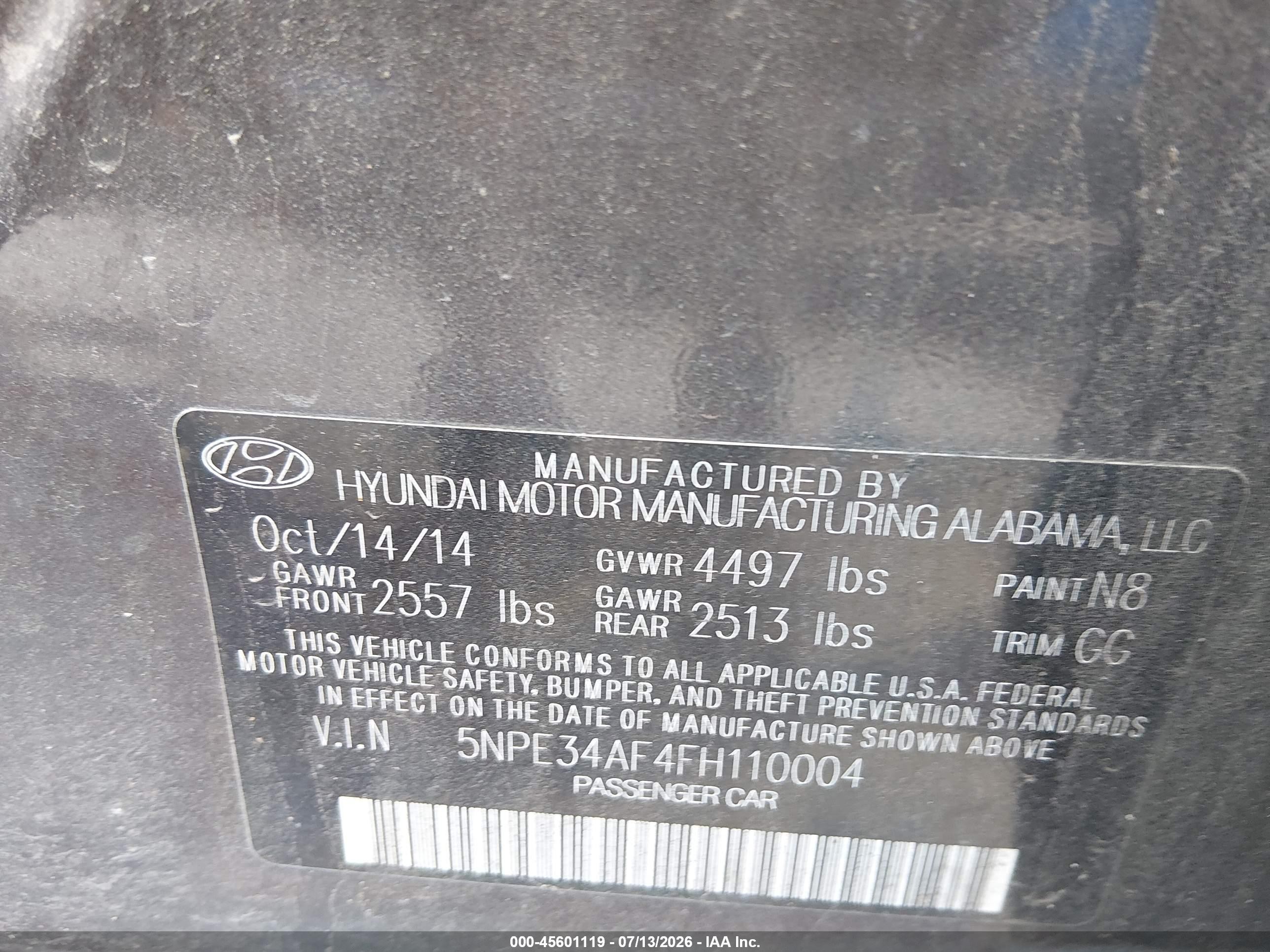 2015 Hyundai Sonata Sport Gray vin: 5NPE34AF4FH110004
