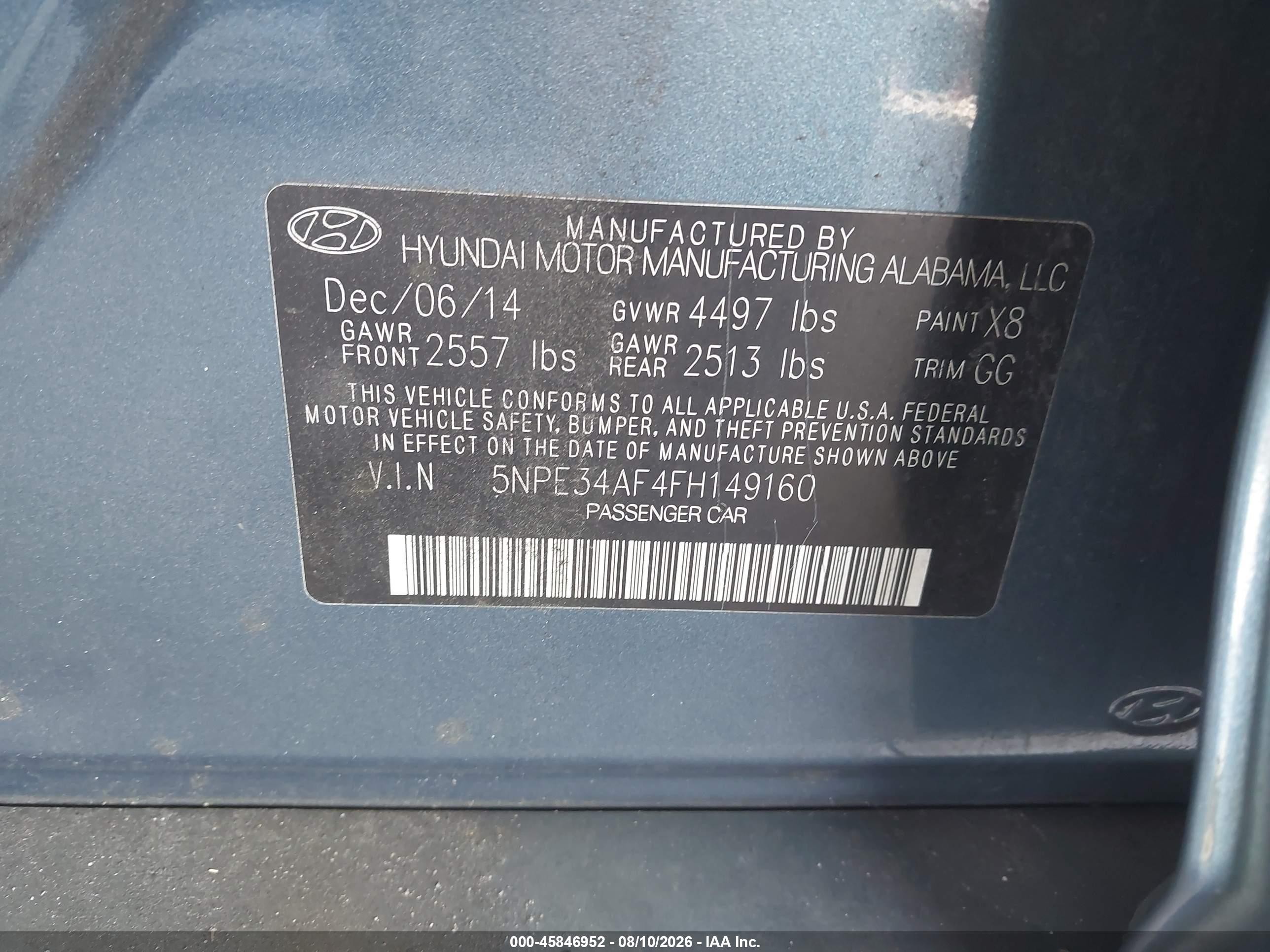 2015 Hyundai Sonata Sport Blue vin: 5NPE34AF4FH149160