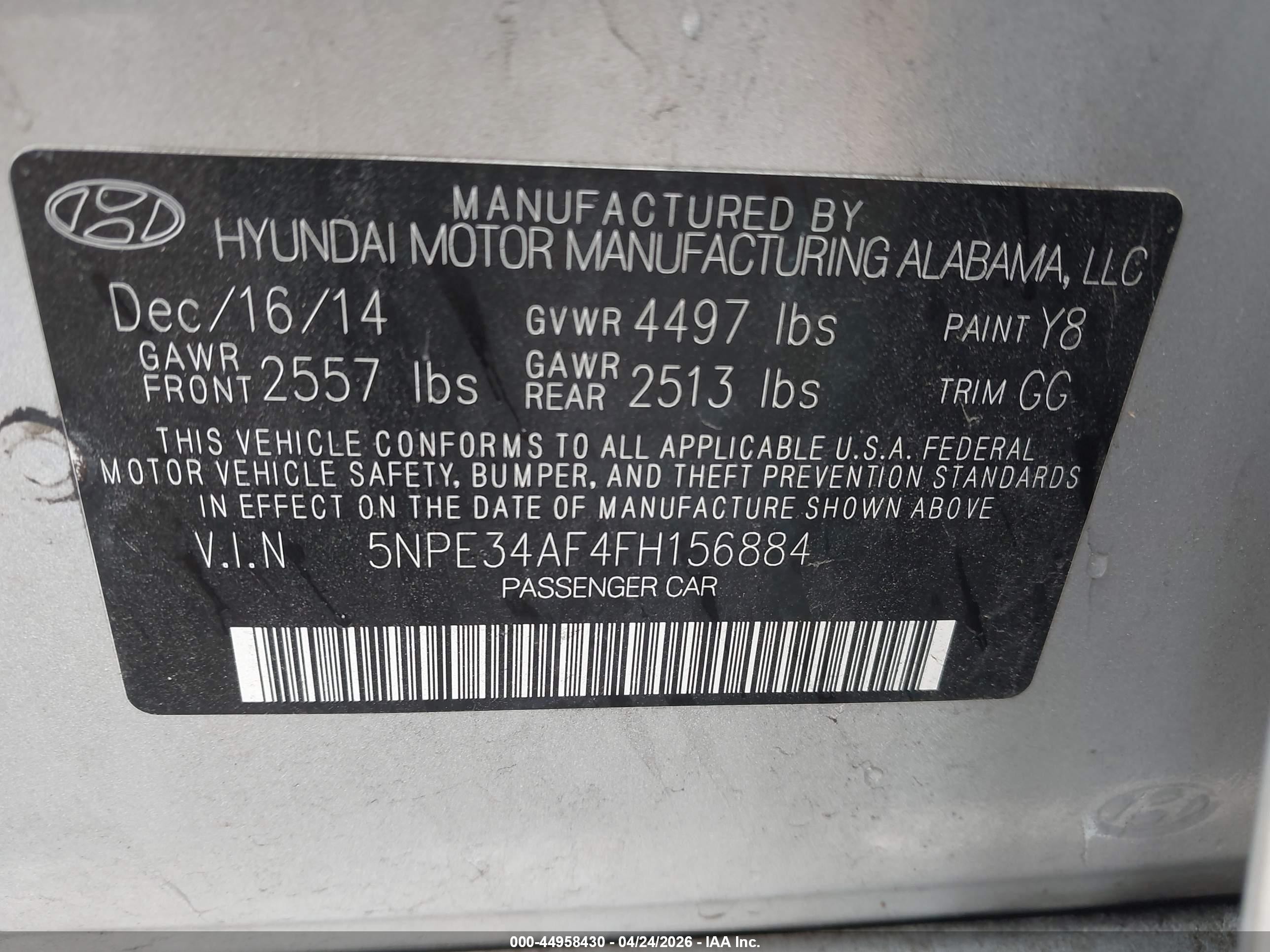 2015 Hyundai Sonata Limited Silver vin: 5NPE34AF4FH156884