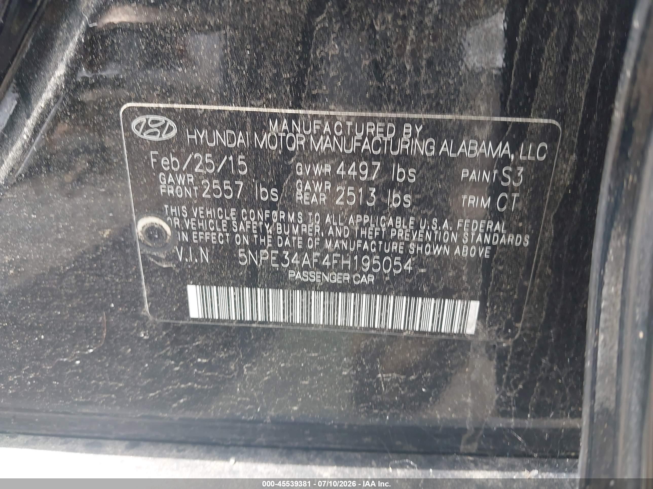 2015 Hyundai Sonata Sport Black vin: 5NPE34AF4FH195054