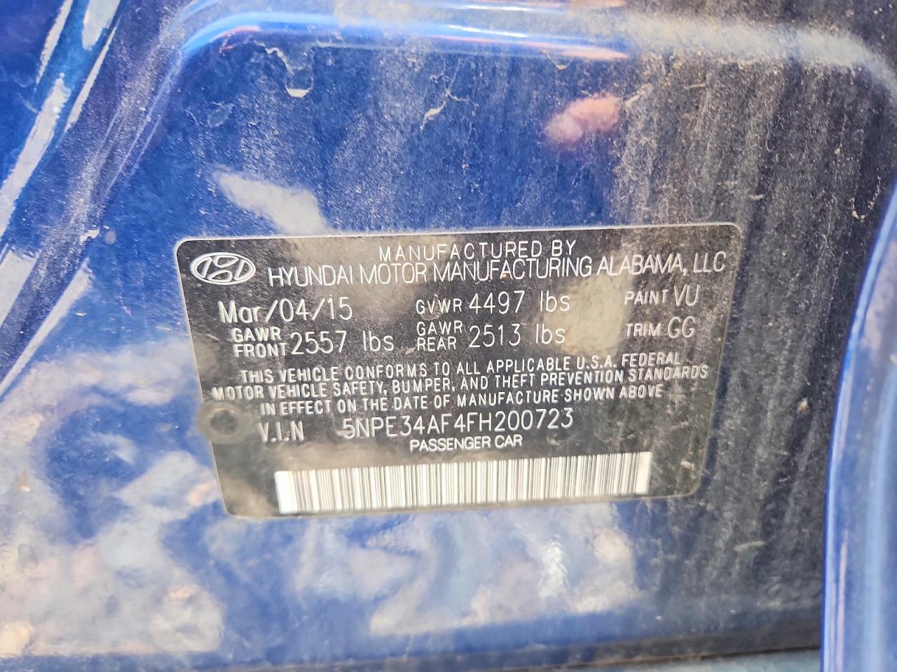 2015 Hyundai Sonata Sport Blue vin: 5NPE34AF4FH200723