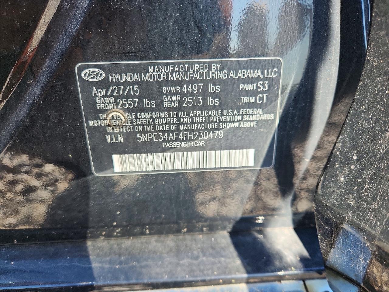 2015 Hyundai Sonata Sport Black vin: 5NPE34AF4FH230479