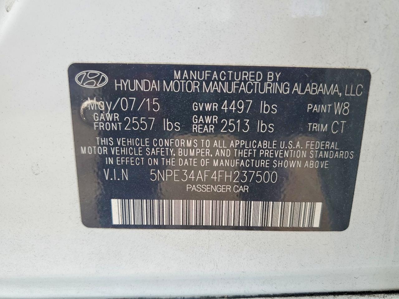 2015 Hyundai Sonata Sport White vin: 5NPE34AF4FH237500