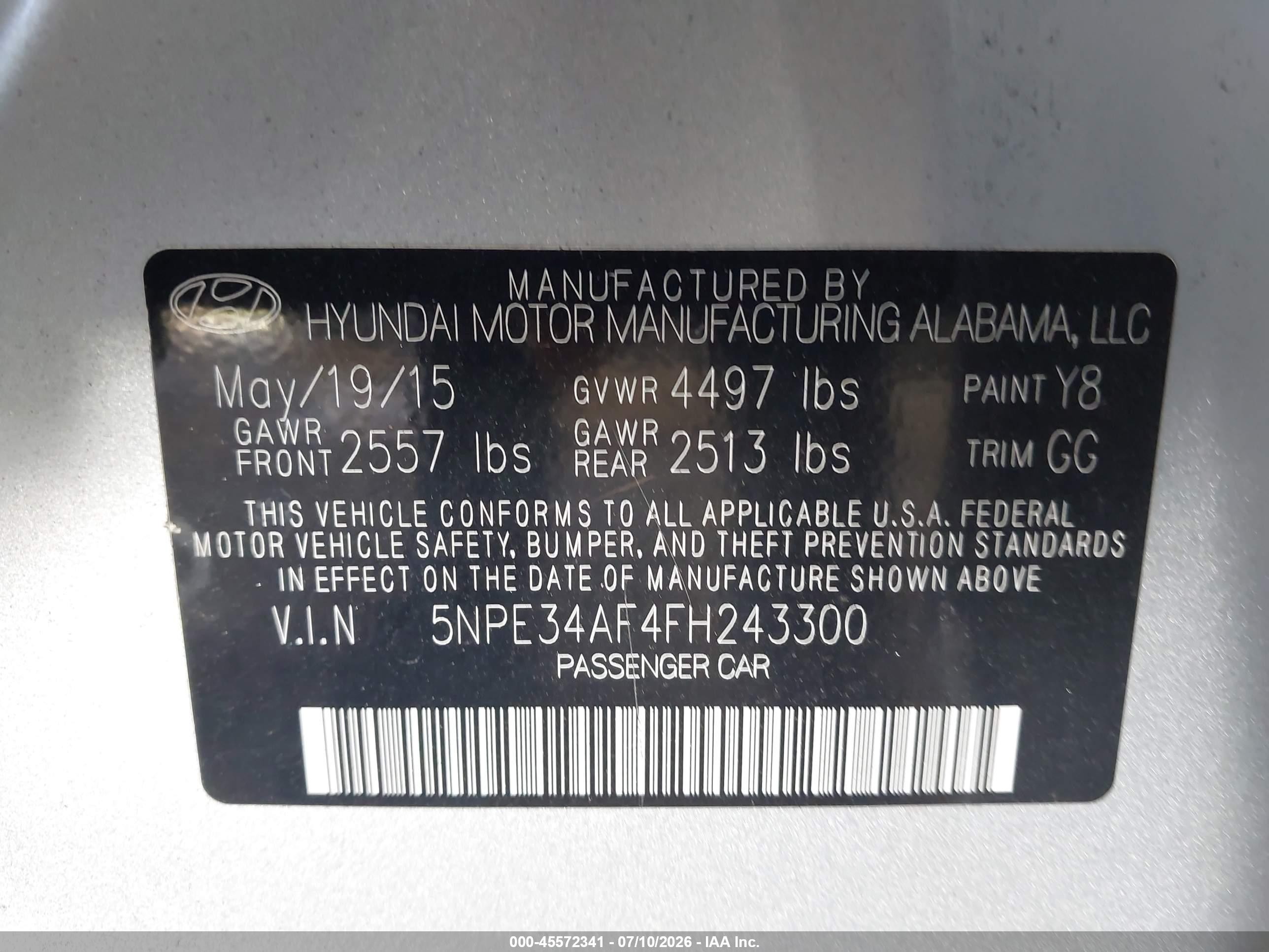 2015 Hyundai Sonata Sport Silver vin: 5NPE34AF4FH243300