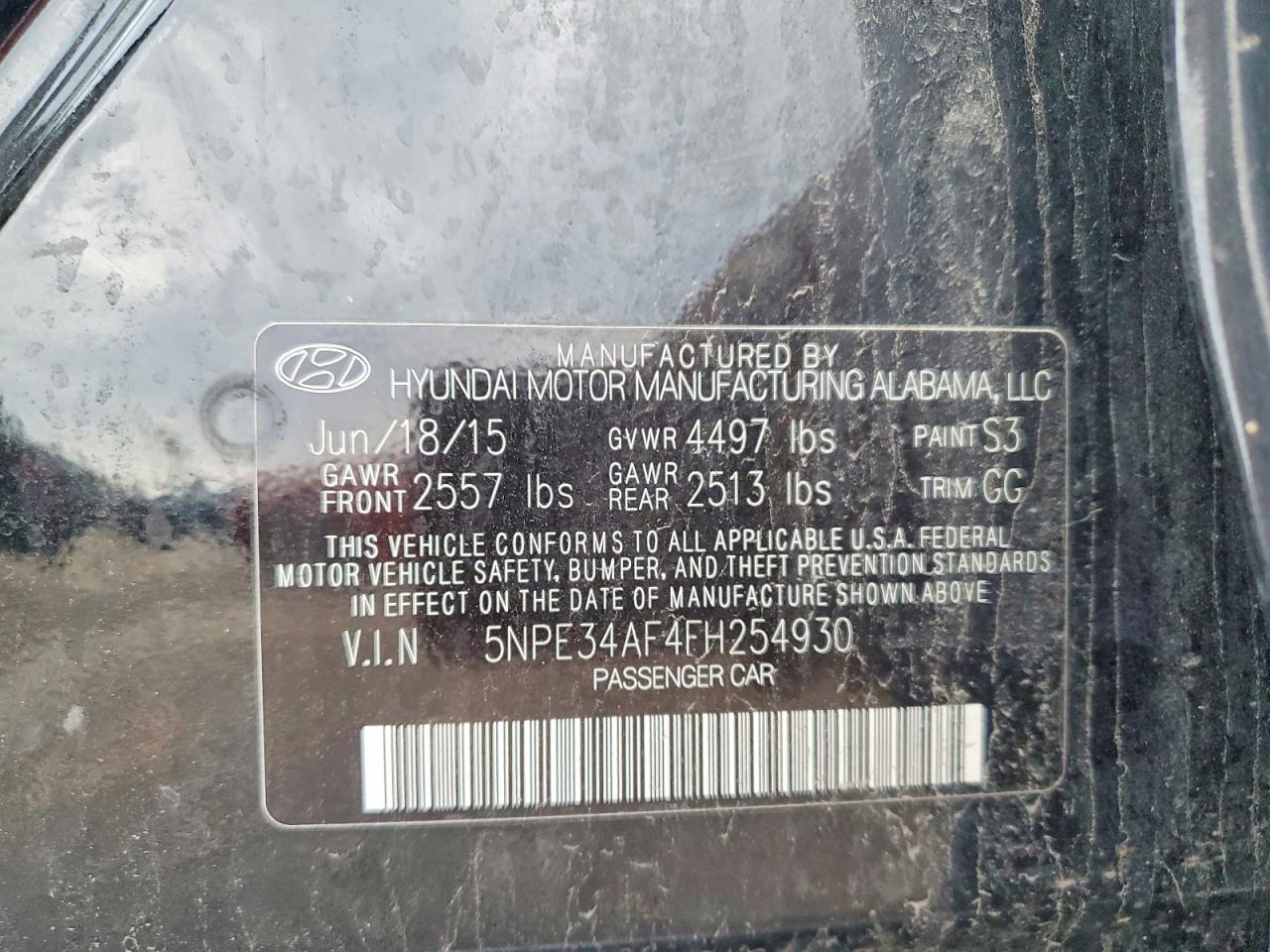 2015 Hyundai Sonata Limited Black vin: 5NPE34AF4FH254930