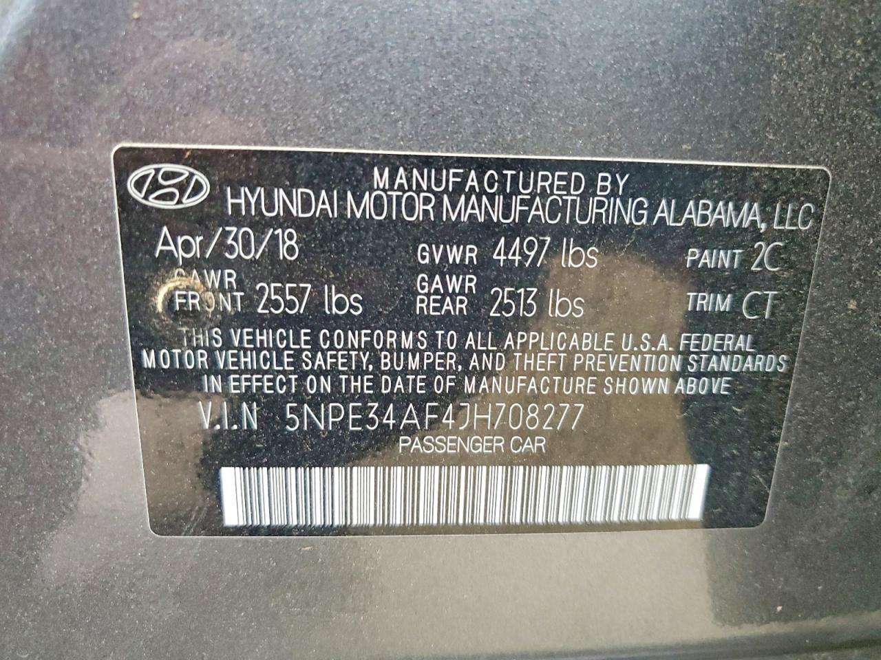 2018 Hyundai Sonata Sport+ Gray vin: 5NPE34AF4JH708277