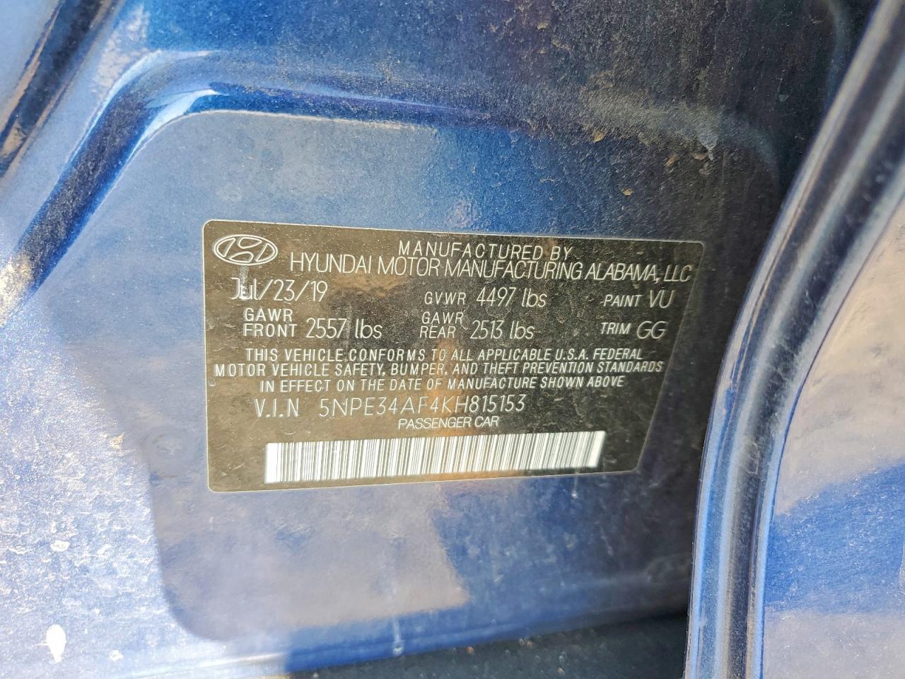 2019 Hyundai Sonata Limited Blue vin: 5NPE34AF4KH815153