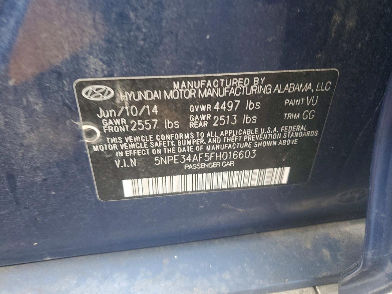 2015 Hyundai Sonata Limited Blue vin: 5NPE34AF5FH016603