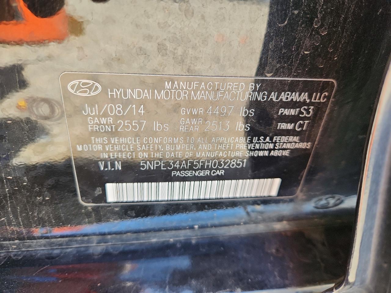 2015 Hyundai Sonata Limited Black vin: 5NPE34AF5FH032851