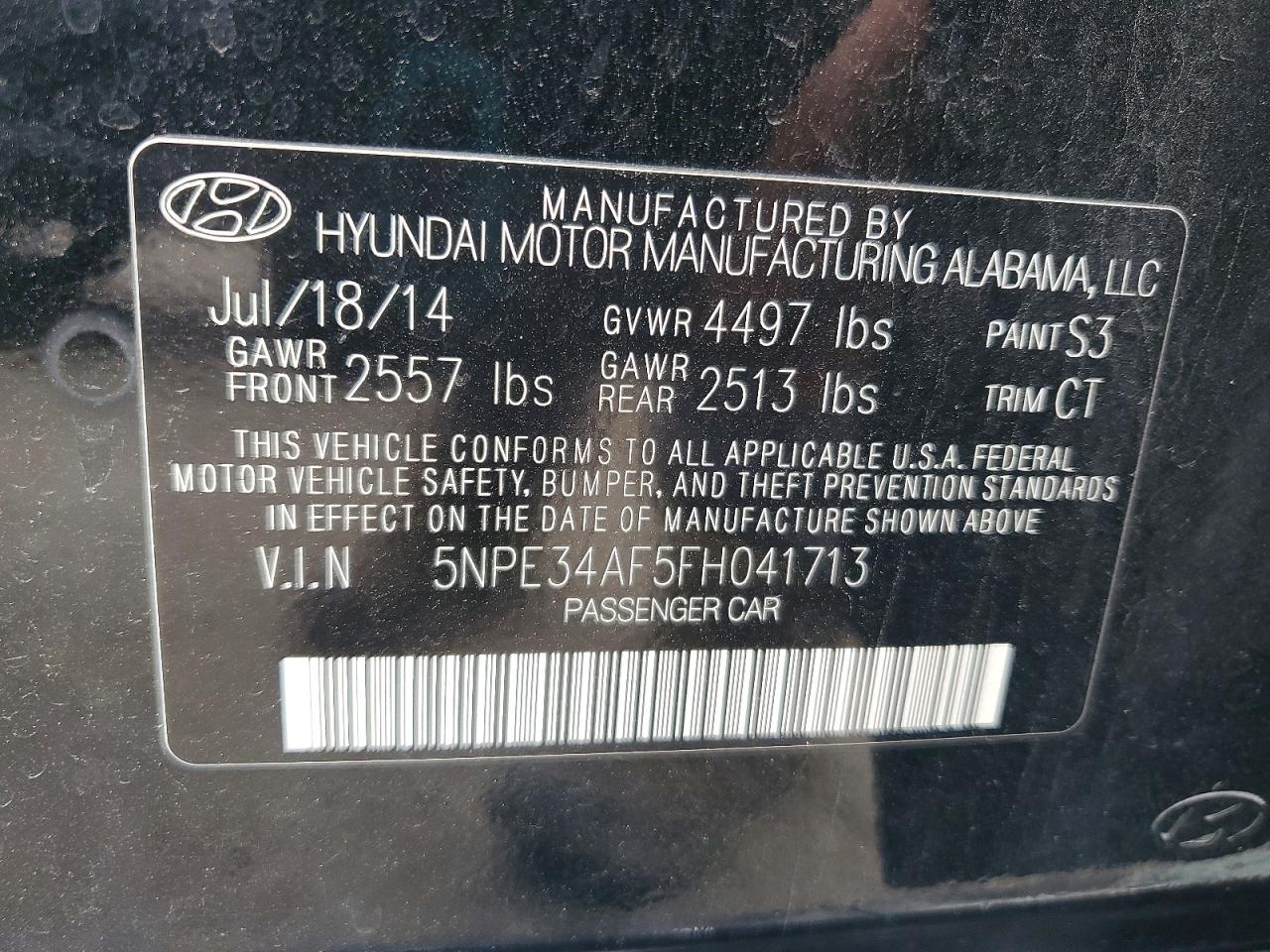 2015 Hyundai Sonata Limited Черный vin: 5NPE34AF5FH041713